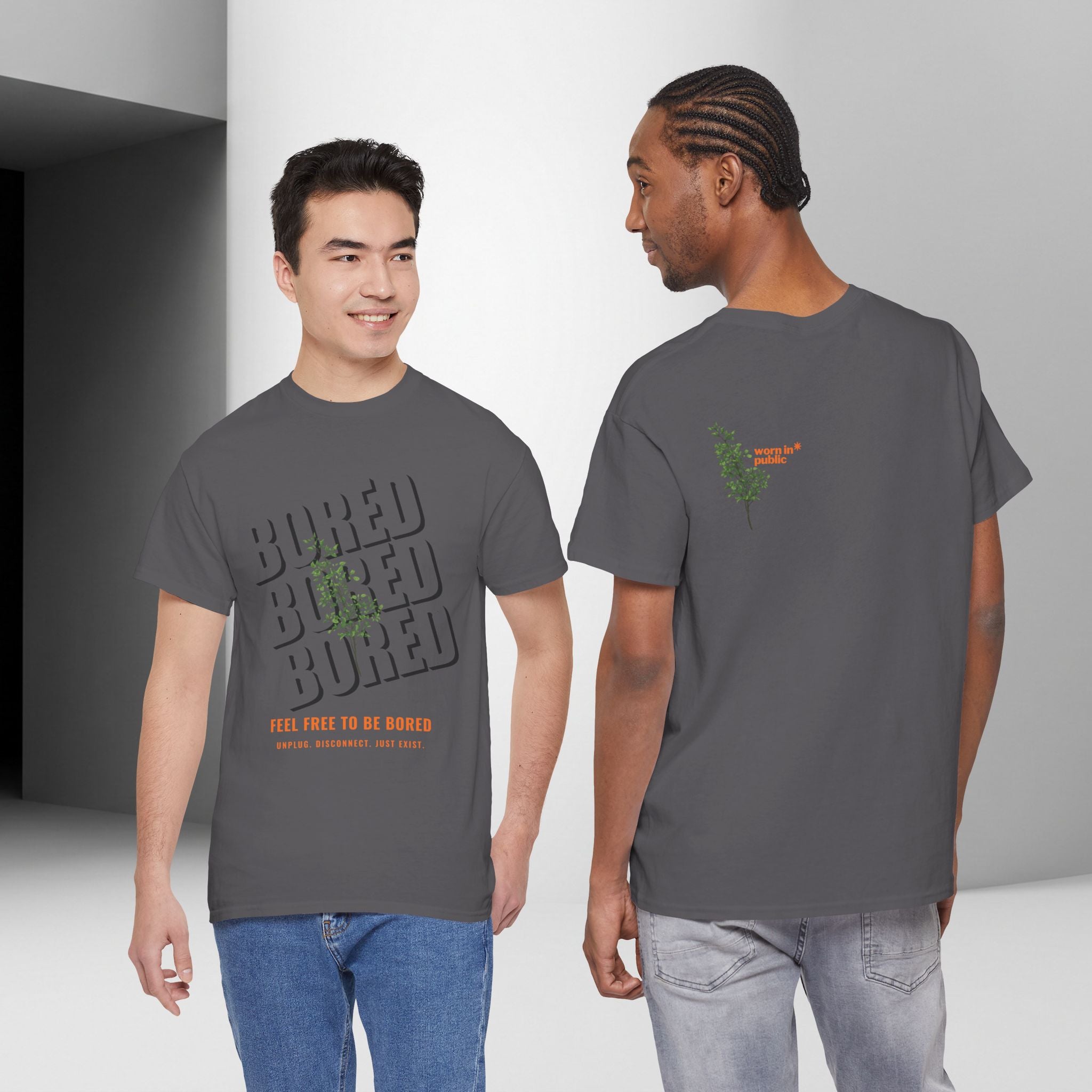 Unisex Botanical Tee — "Feel Free to Be Bored" Graphic T-Shirt
