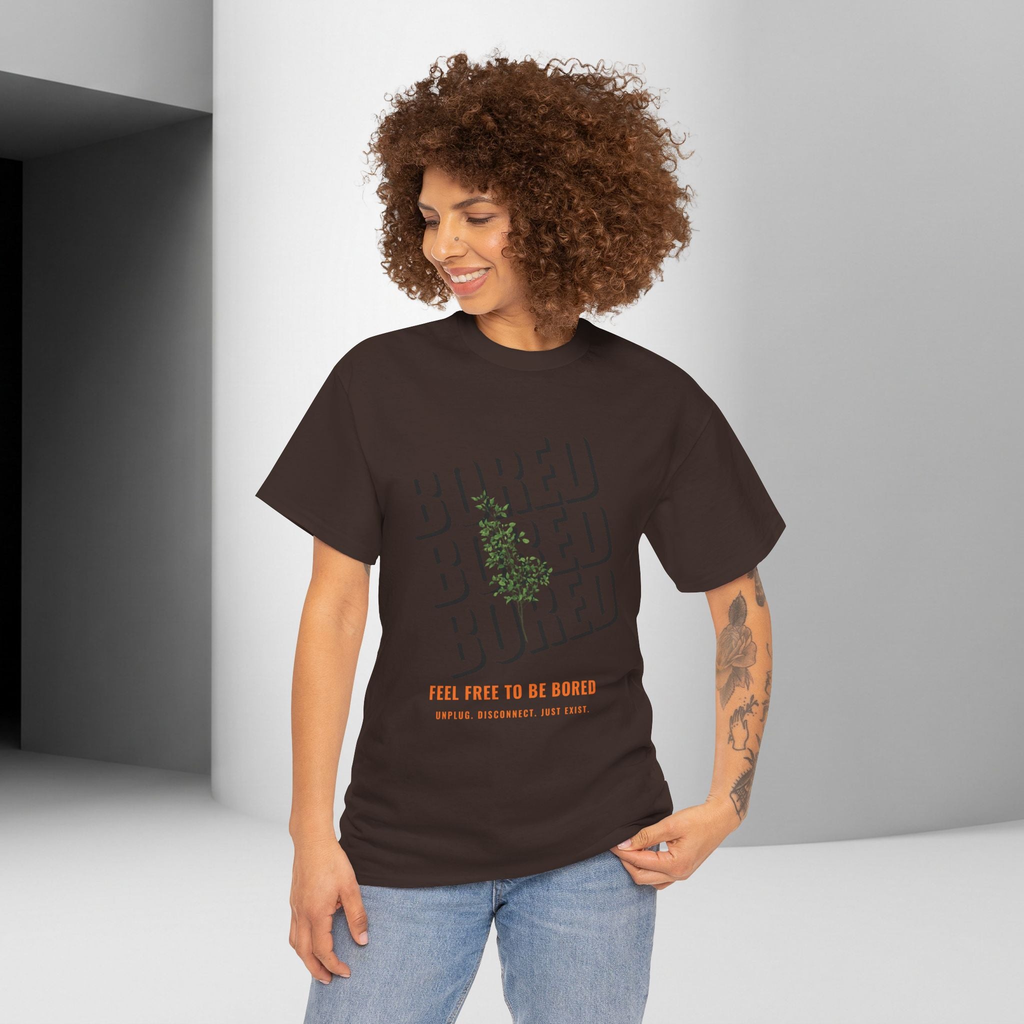 Unisex Botanical Tee — "Feel Free to Be Bored" Graphic T-Shirt