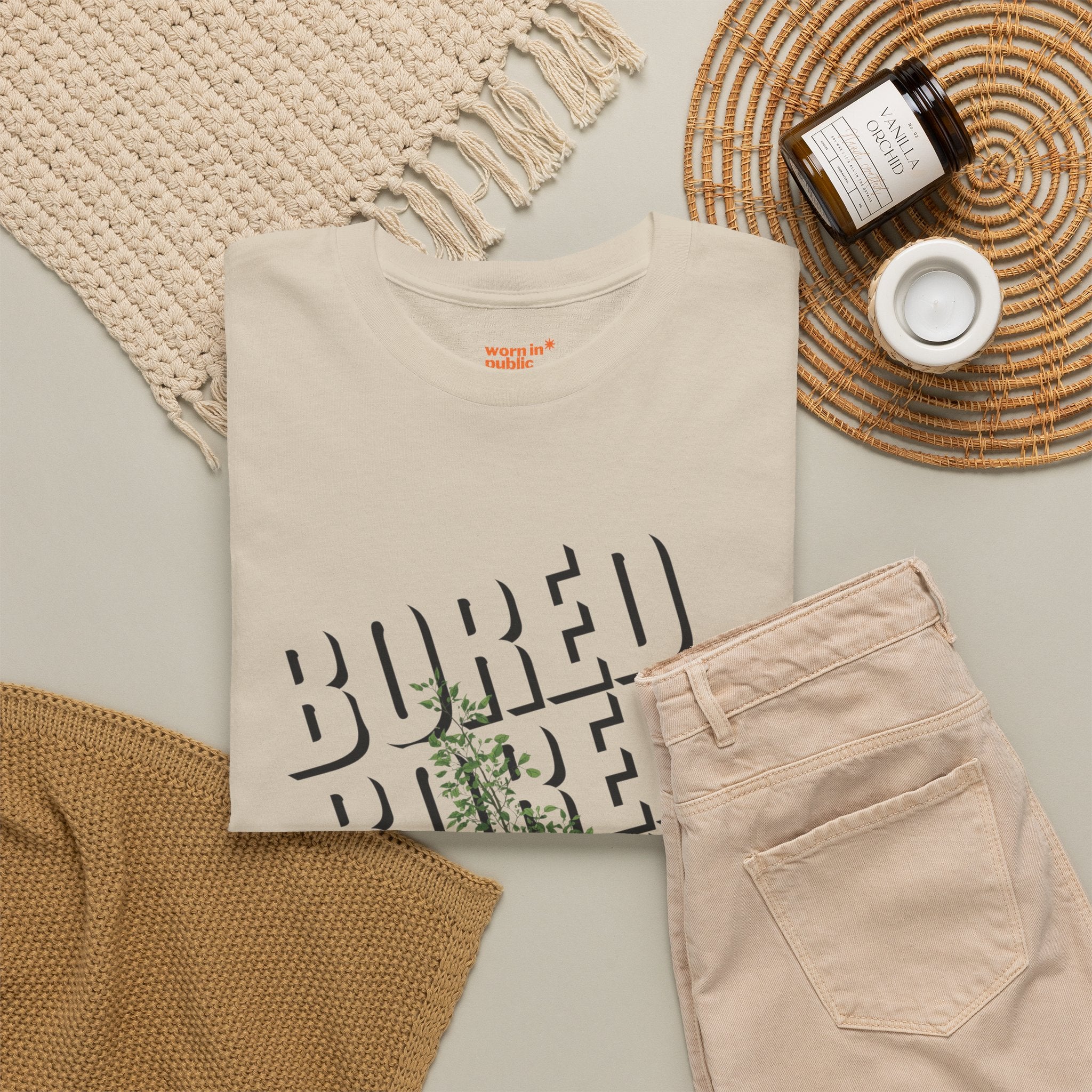 Unisex Botanical Tee — "Feel Free to Be Bored" Graphic T-Shirt