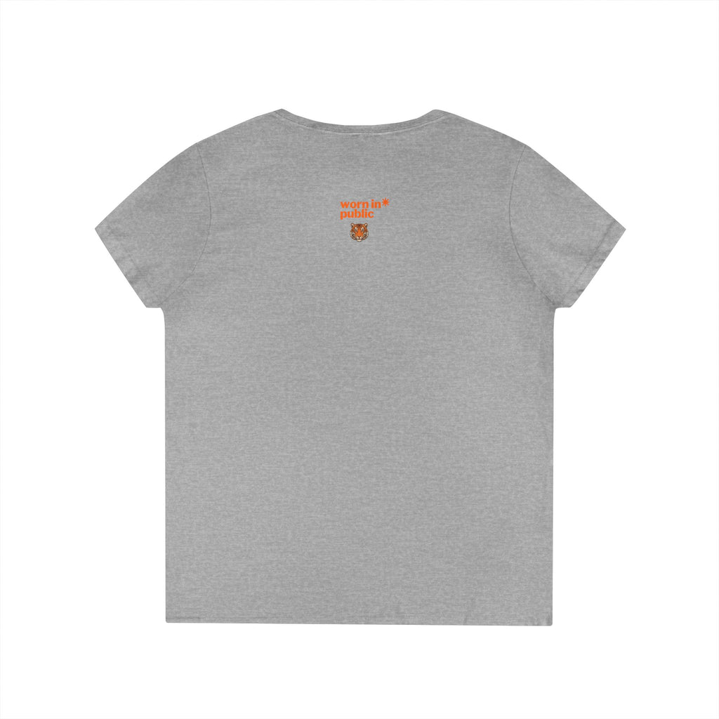 Kitten or Tiger? V-Neck T-Shirt | Cute Cat Illustration Pastel Graphic Tee
