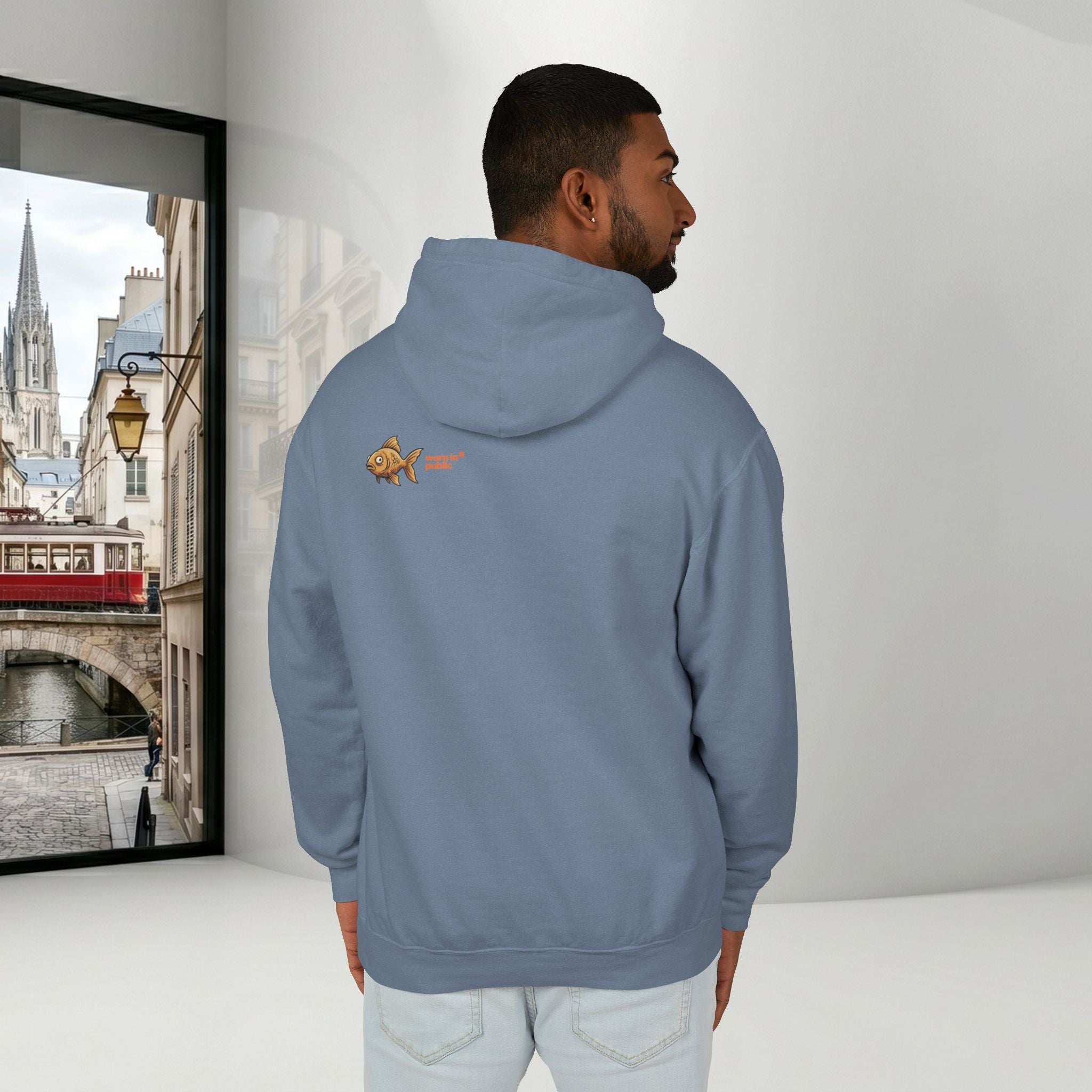 Fish Brain Substitution Plan Hoodie — Vintage Unisex Surreal Graphic Pullover