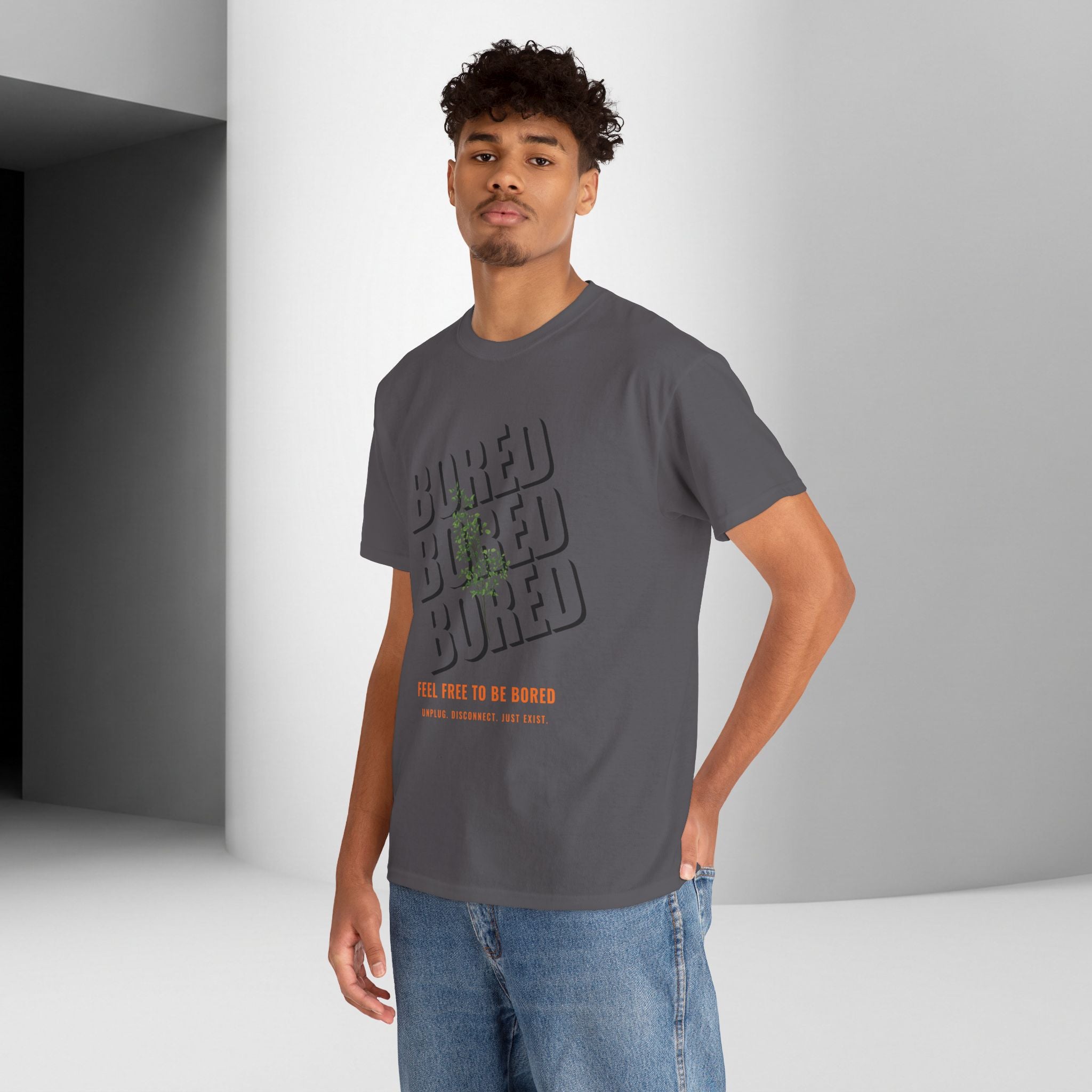 Unisex Botanical Tee — "Feel Free to Be Bored" Graphic T-Shirt