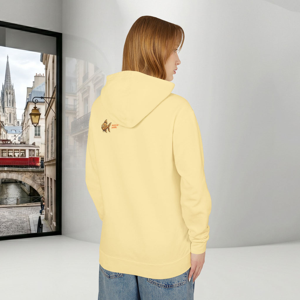 Fish Brain Substitution Plan Hoodie — Vintage Unisex Surreal Graphic Pullover