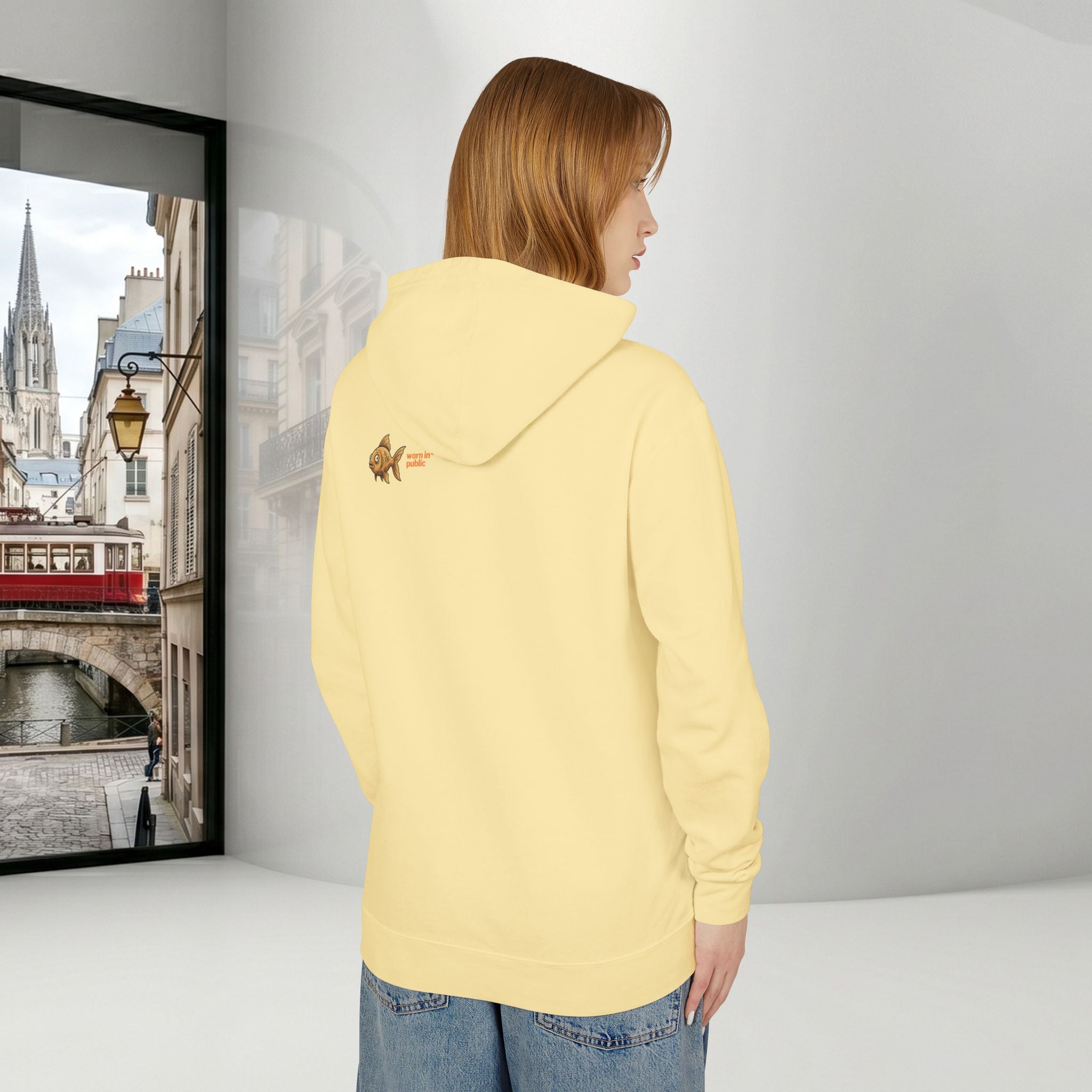 Fish Brain Substitution Plan Hoodie — Vintage Unisex Surreal Graphic Pullover