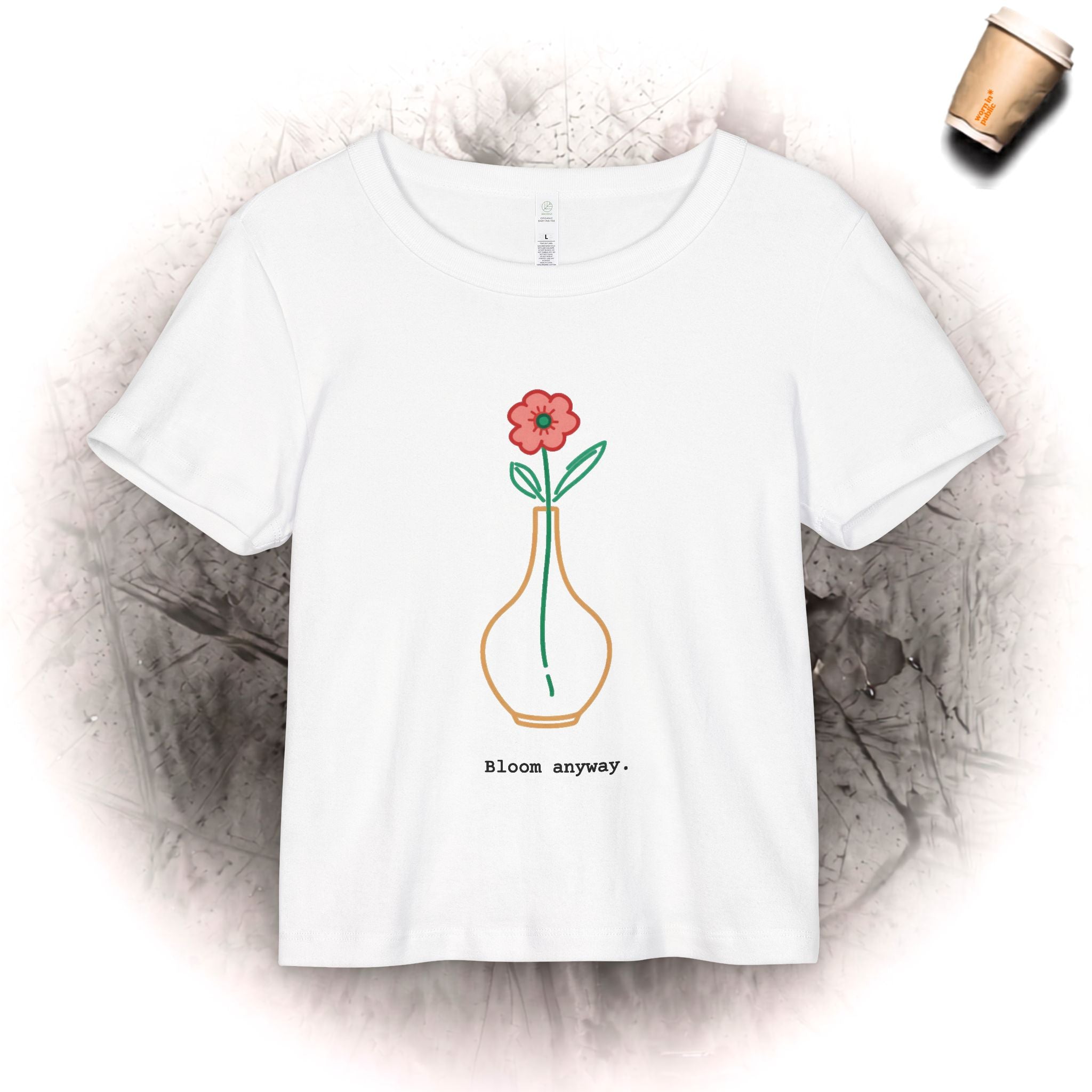 Bloom Anyway BIO Geripptes Baby-T-Shirt für Damen | Oberteil mit floraler botanischer Grafik