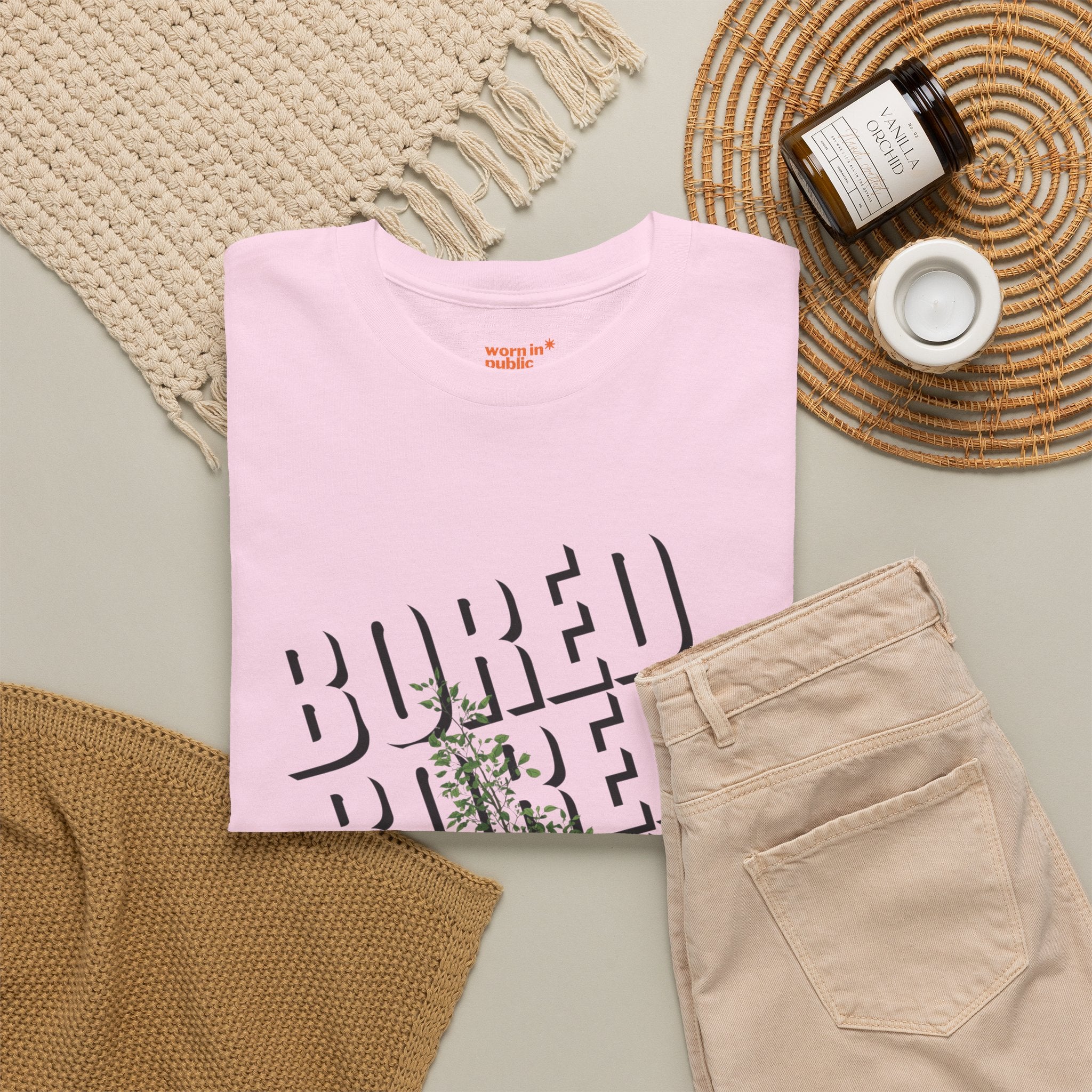 Unisex Botanical Tee — "Feel Free to Be Bored" Graphic T-Shirt