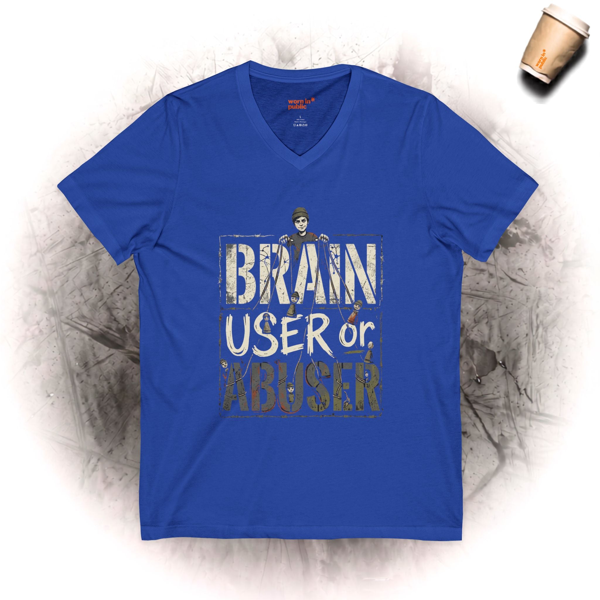 Brain User or Abuser Mens V-Neck Tee — Choose to See Graphic Awareness Shirt