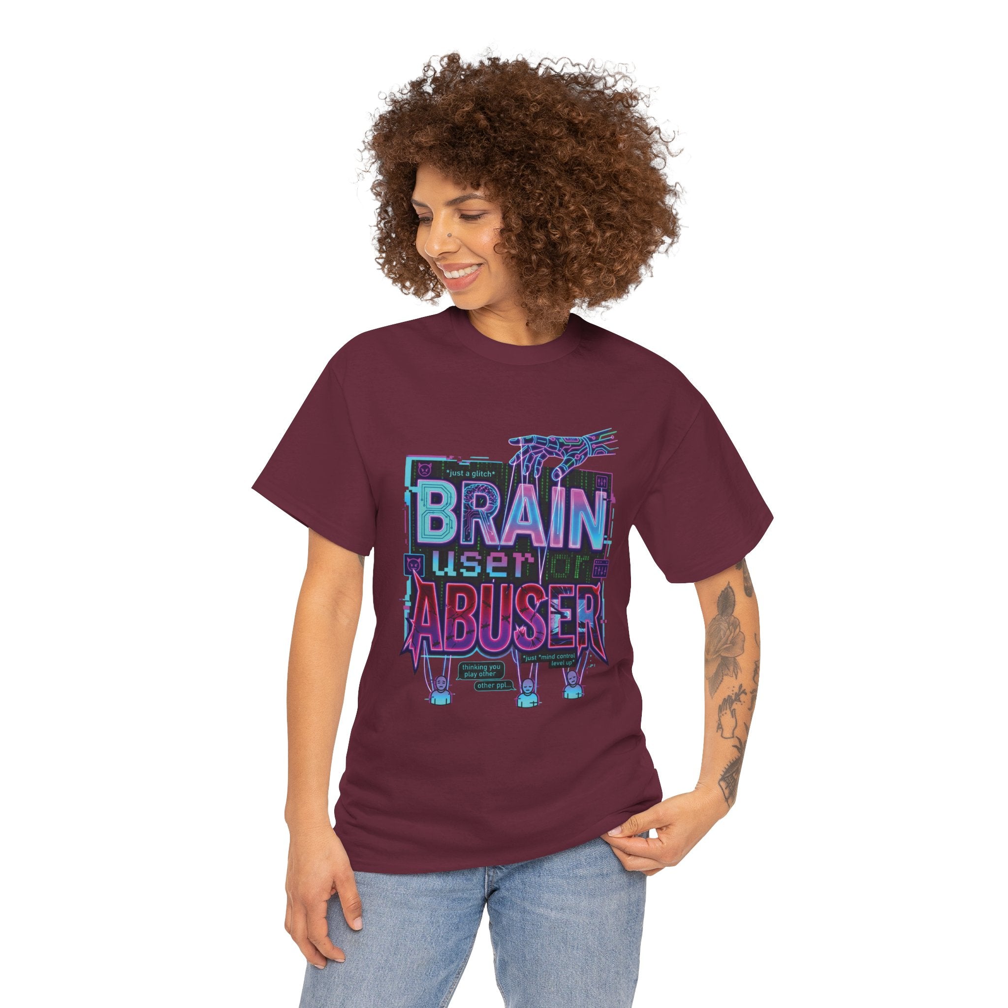 Brain User or Abuser GEN Z Unisex Tee — Retro Cyberpunk "Use Your Brain" Graphic T-Shirt