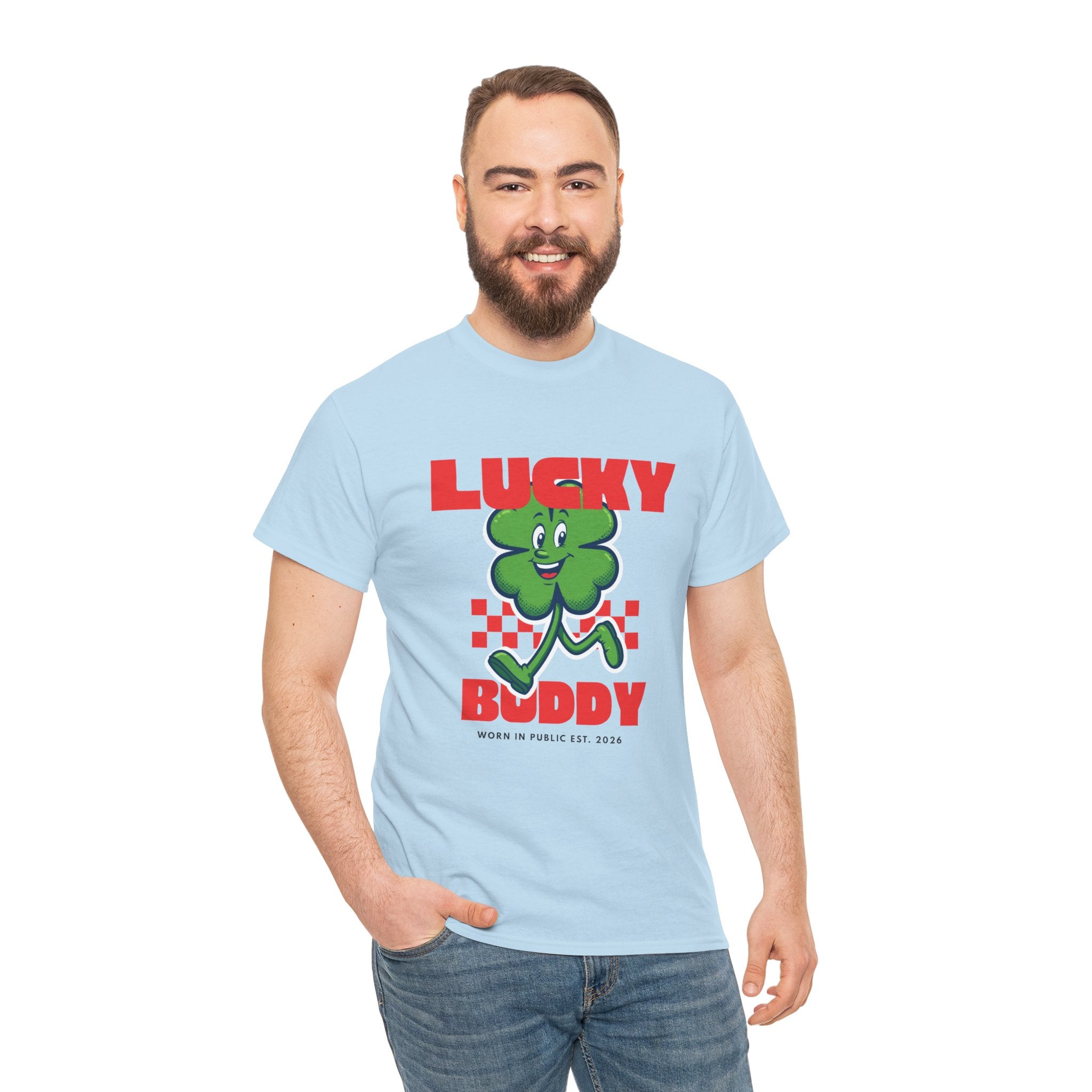 Lucky Buddy Clover T-Shirt | Retro Checker St. Patrick's Day Graphic Tee
