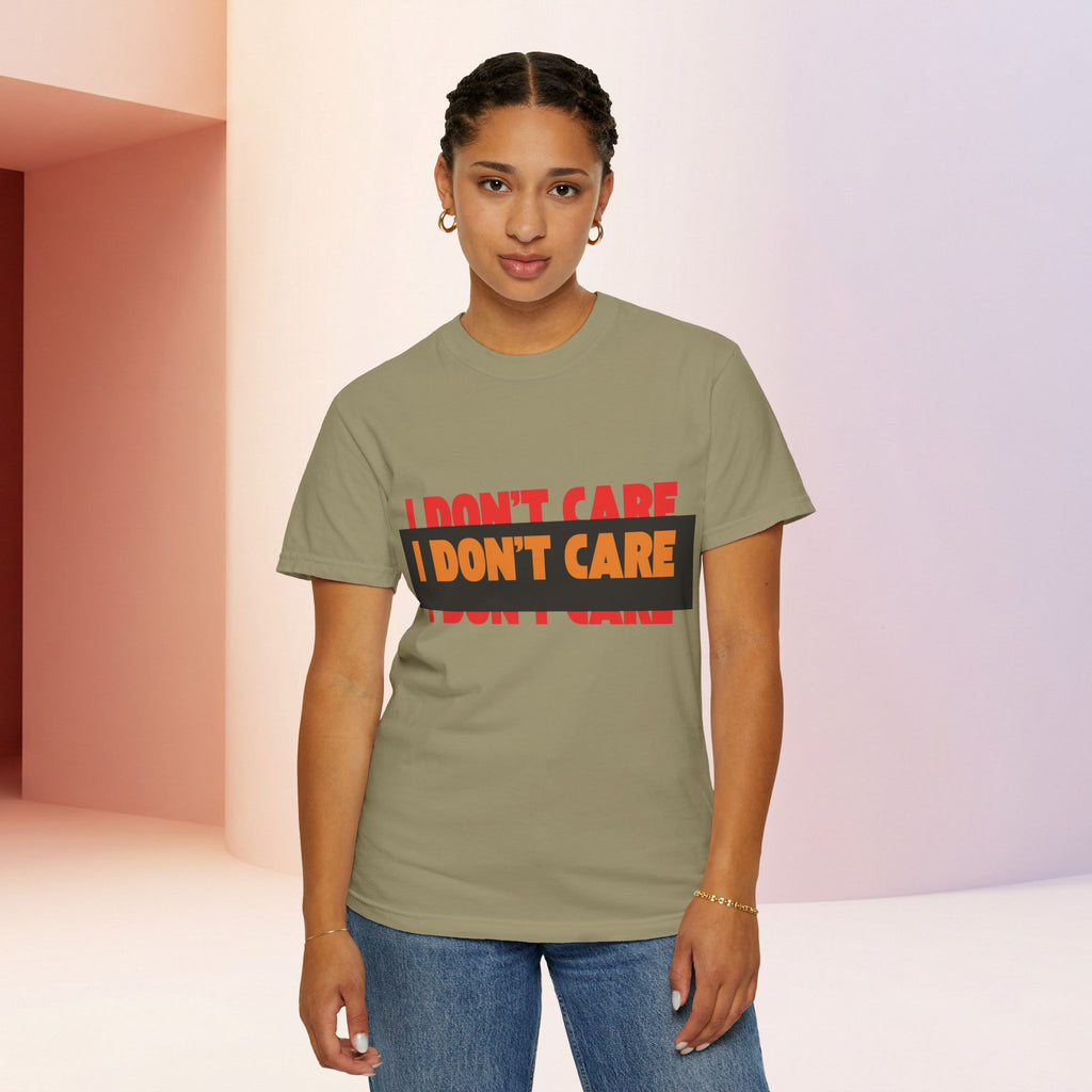 I Don't Care Graphic T-Shirt | Bold Statement Tee with 'I DON'T CARE' Print