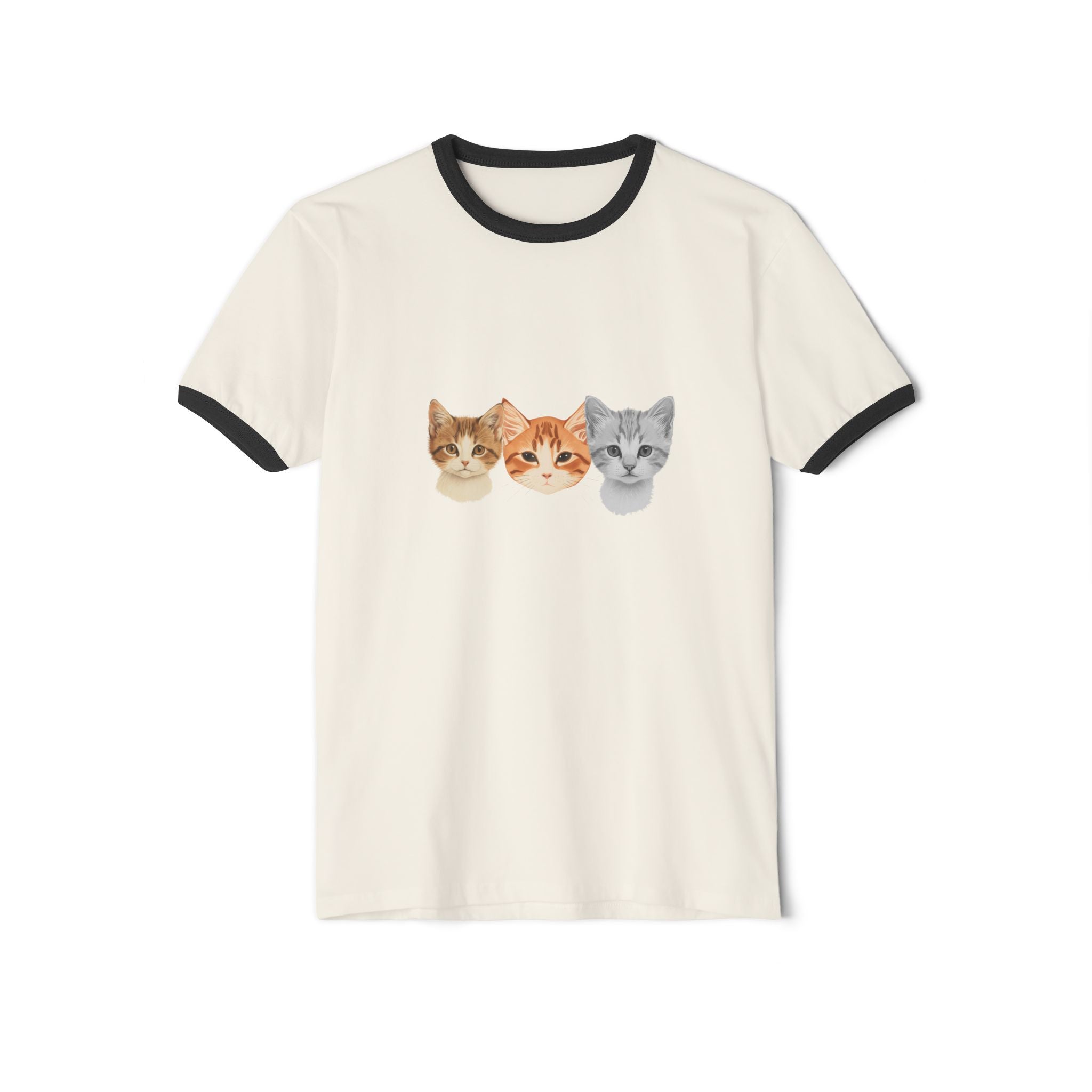 3 Kittens Full of Kuteness Unisex Ringer T-Shirt | Cute Cat Graphic Tee