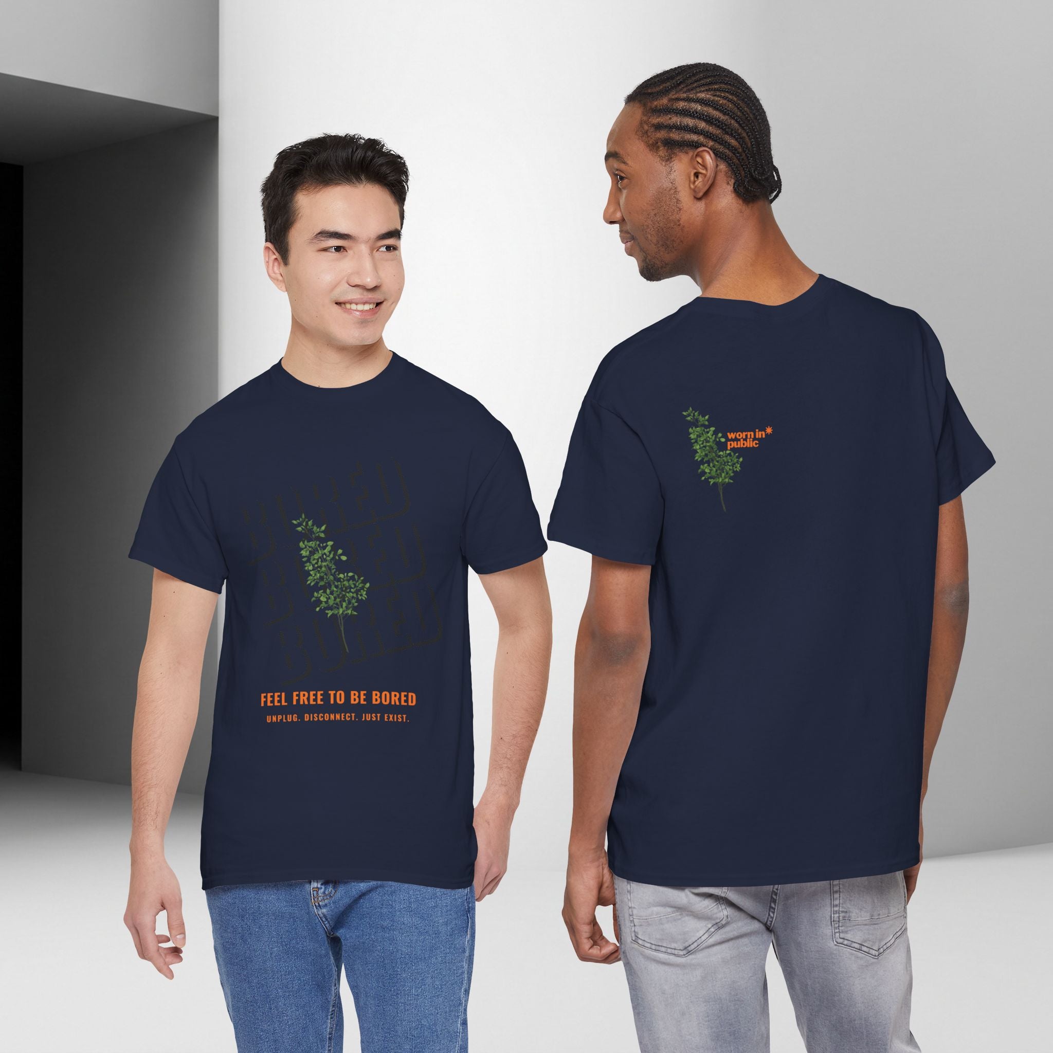 Unisex Botanical Tee — "Feel Free to Be Bored" Graphic T-Shirt