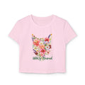 Wildly Bloomed Floral Cat Women's Baby Tee | Cute Botanical Graphic Top