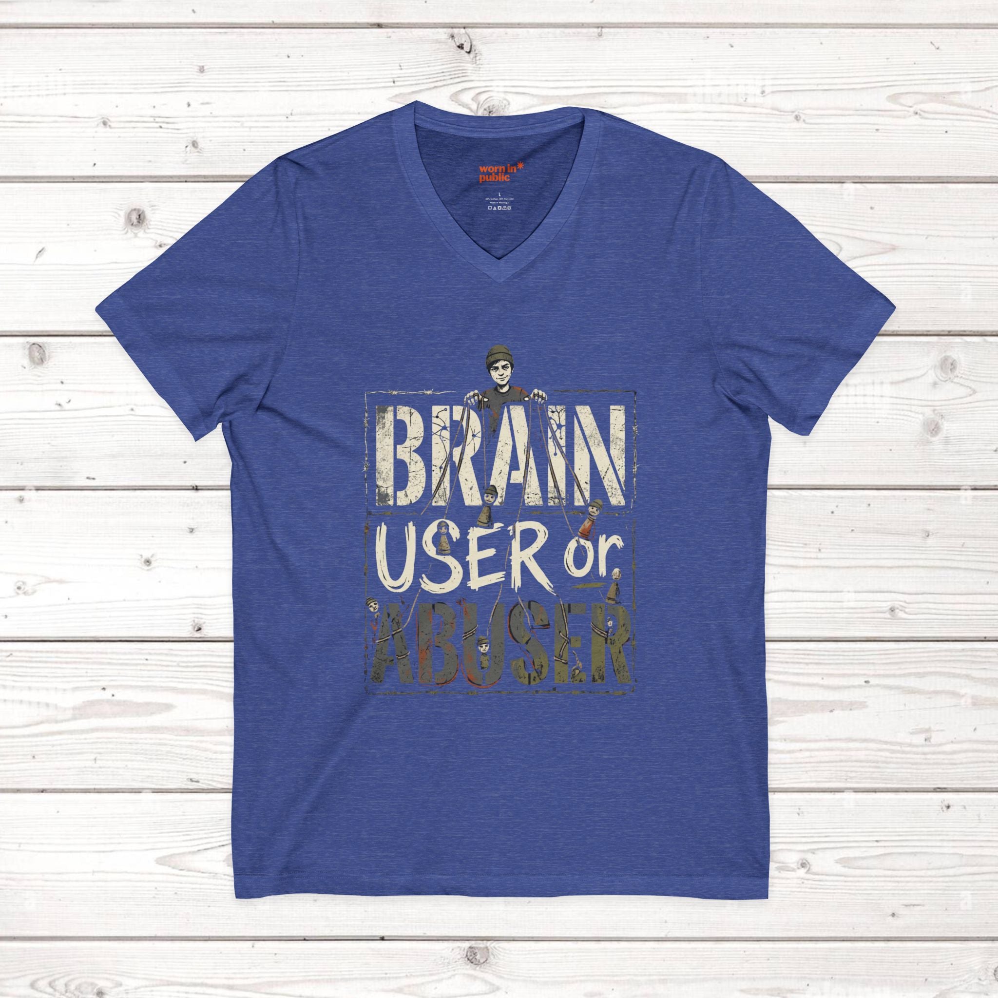 Brain User or Abuser Mens V-Neck Tee — Choose to See Graphic Awareness Shirt