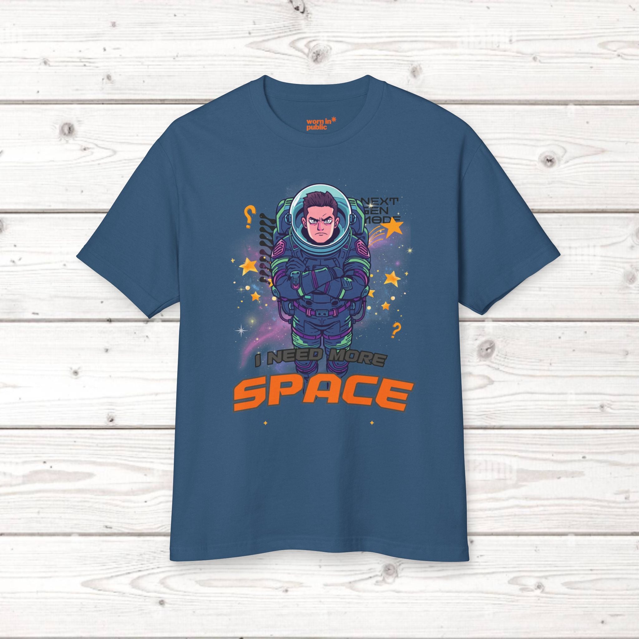 Unisex T-Shirt mit Weltraum-Grafik | I Need Space Astronauten-Shirt