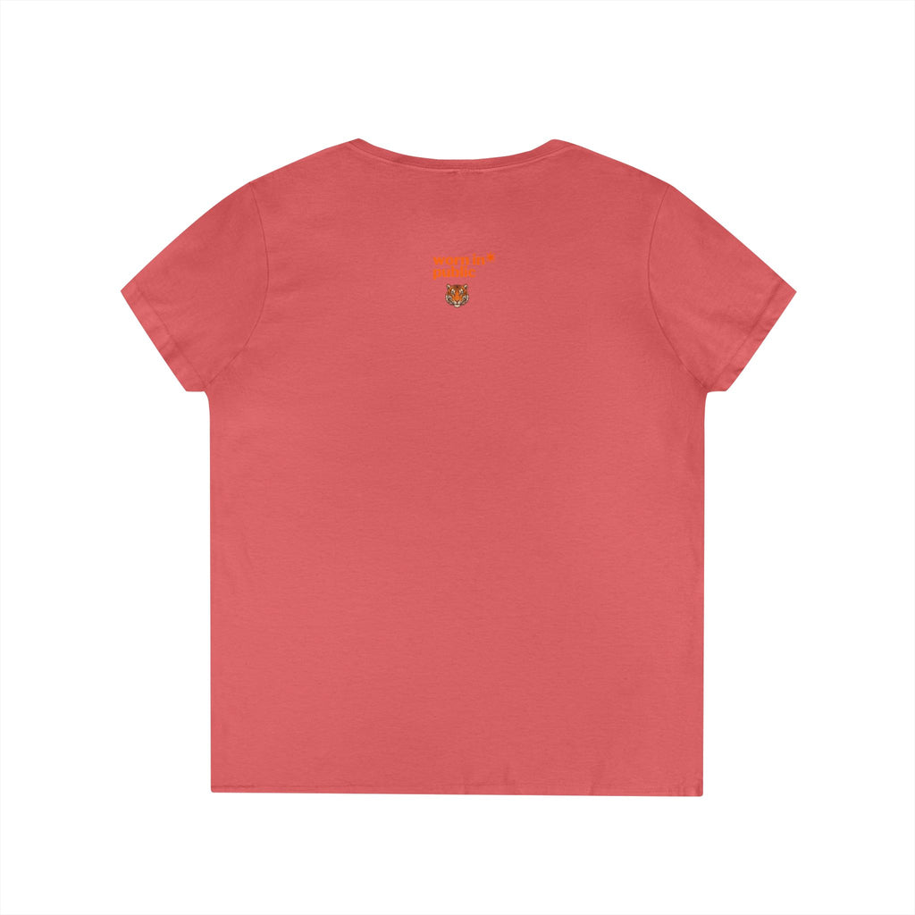 Kitten or Tiger? V-Neck T-Shirt | Cute Cat Illustration Pastel Graphic Tee