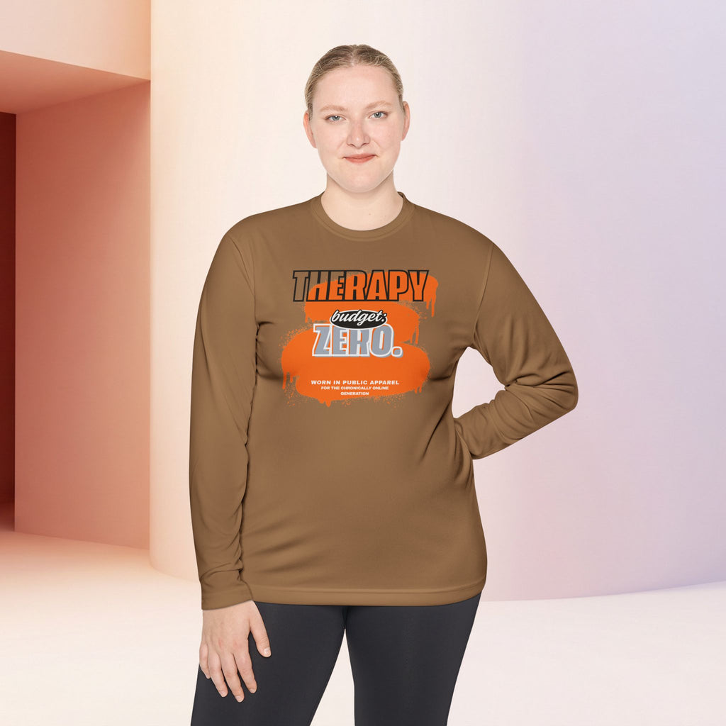 Therapy Budget Zero Long Sleeve Tee | Funny Mental Health Humor Shirt