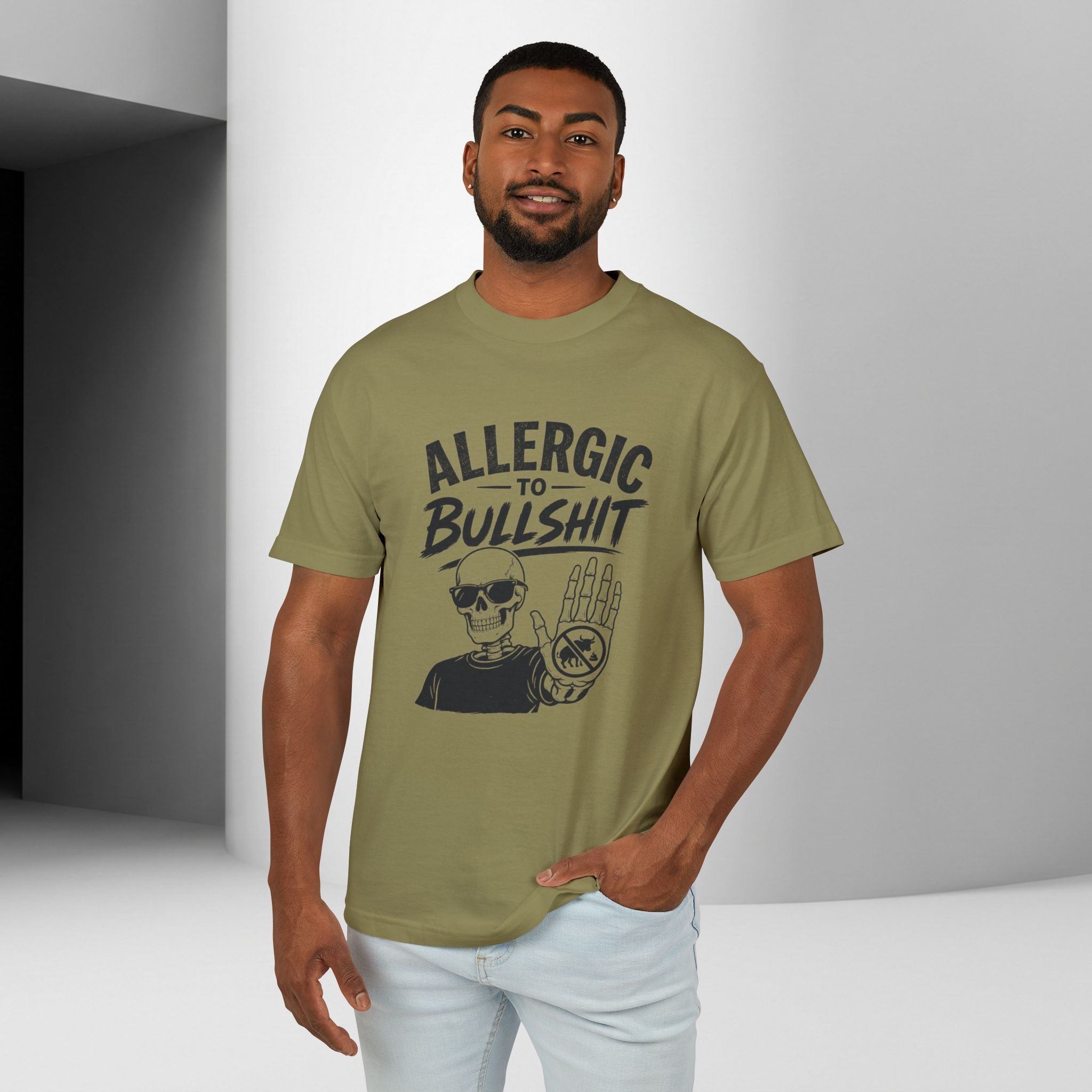 Allergic to Bullshit Unisex Tee — Graphic Skull Hand Tee