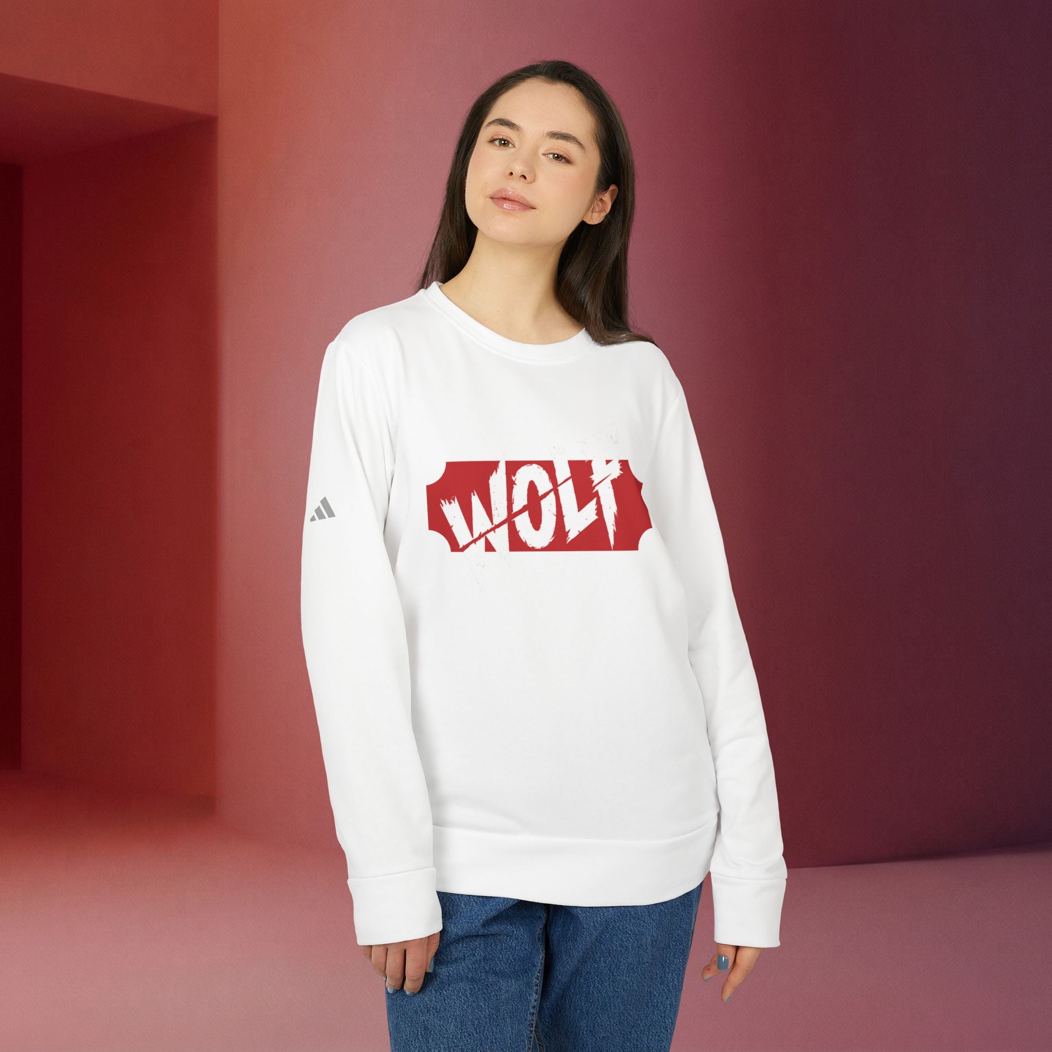 For a Wolf Crewneck Sweatshirt | Red Graphic Fleece Pullover