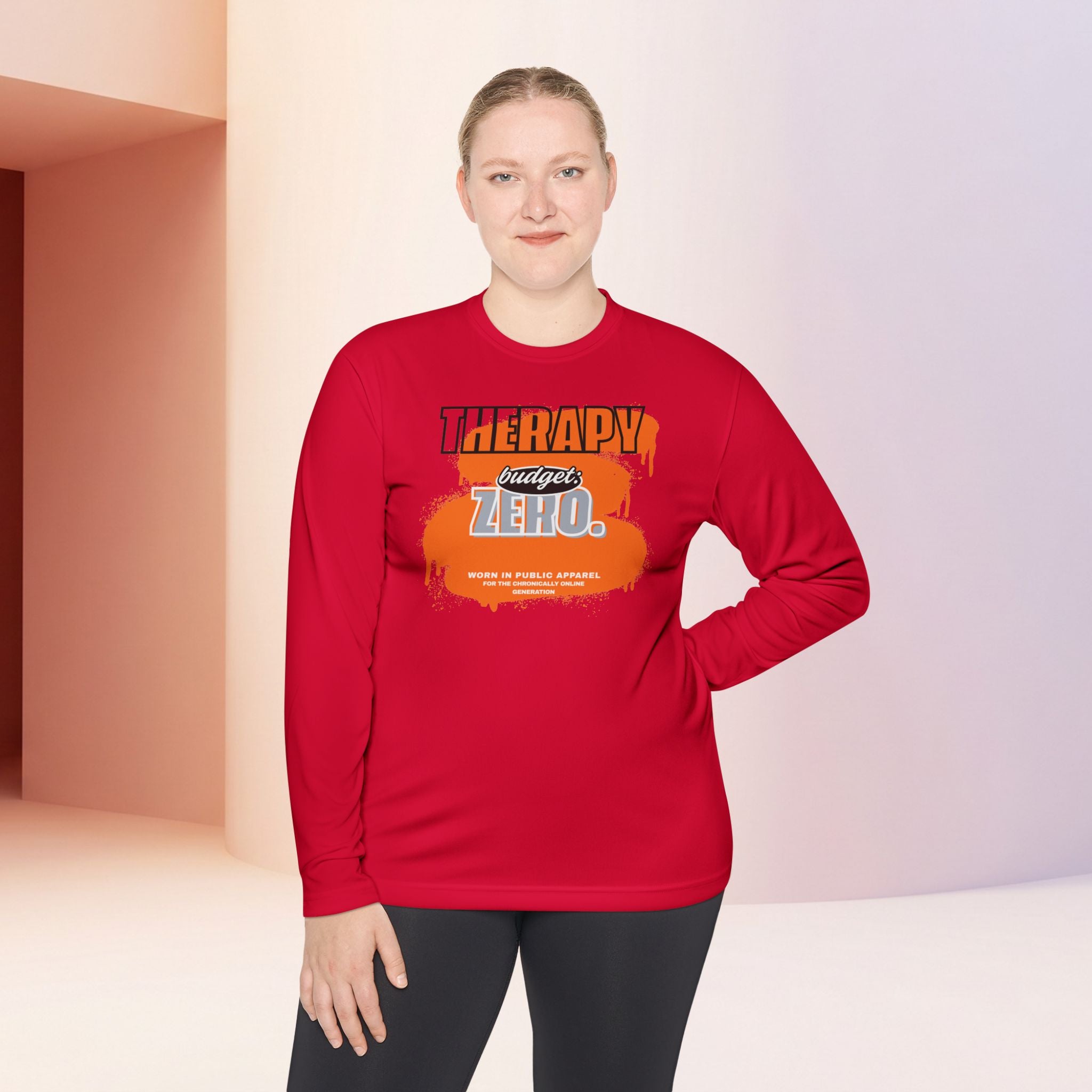 Therapy Budget Zero Long Sleeve Tee | Funny Mental Health Humor Shirt