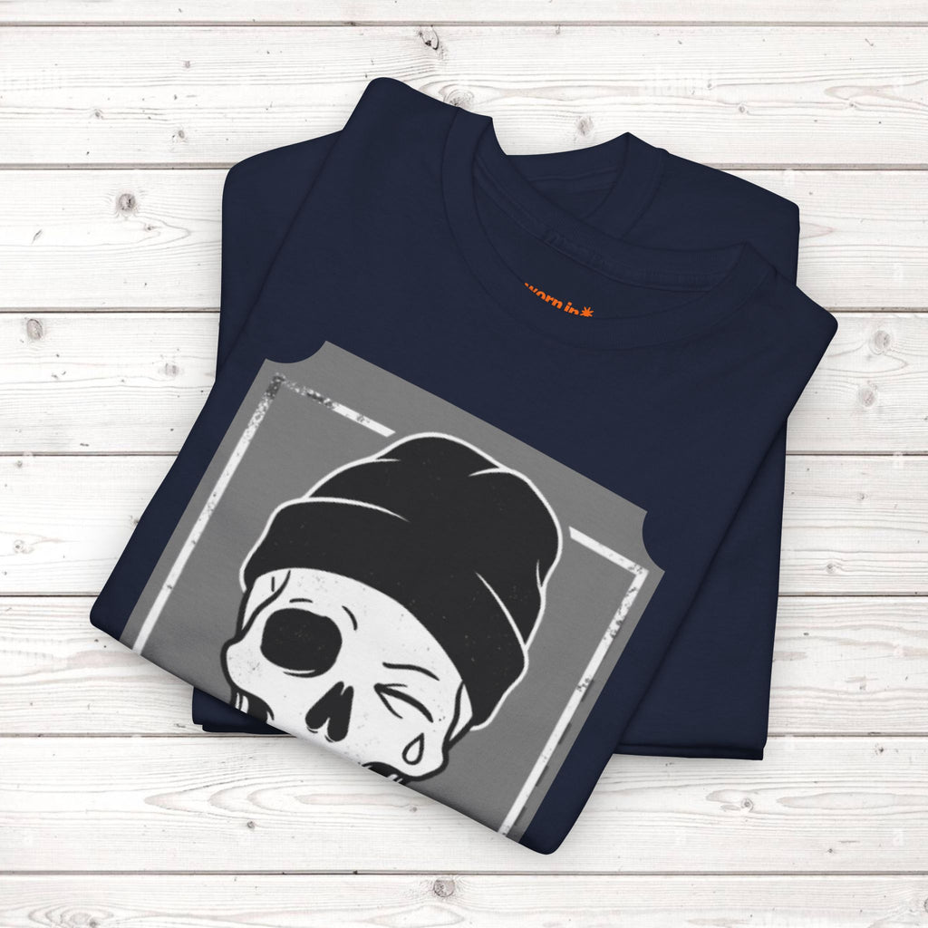 Too Tired To Care Skull T-Shirt | Funny Sarcastic Graphic Tee for the Exhausted