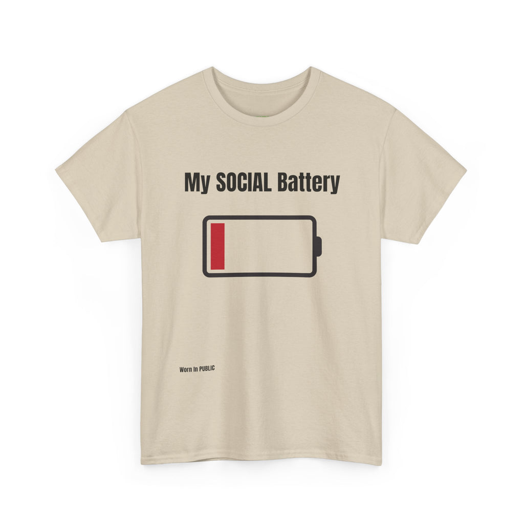 Low Battery Social Battery T-Shirt | Funny Introvert Graphic Tee