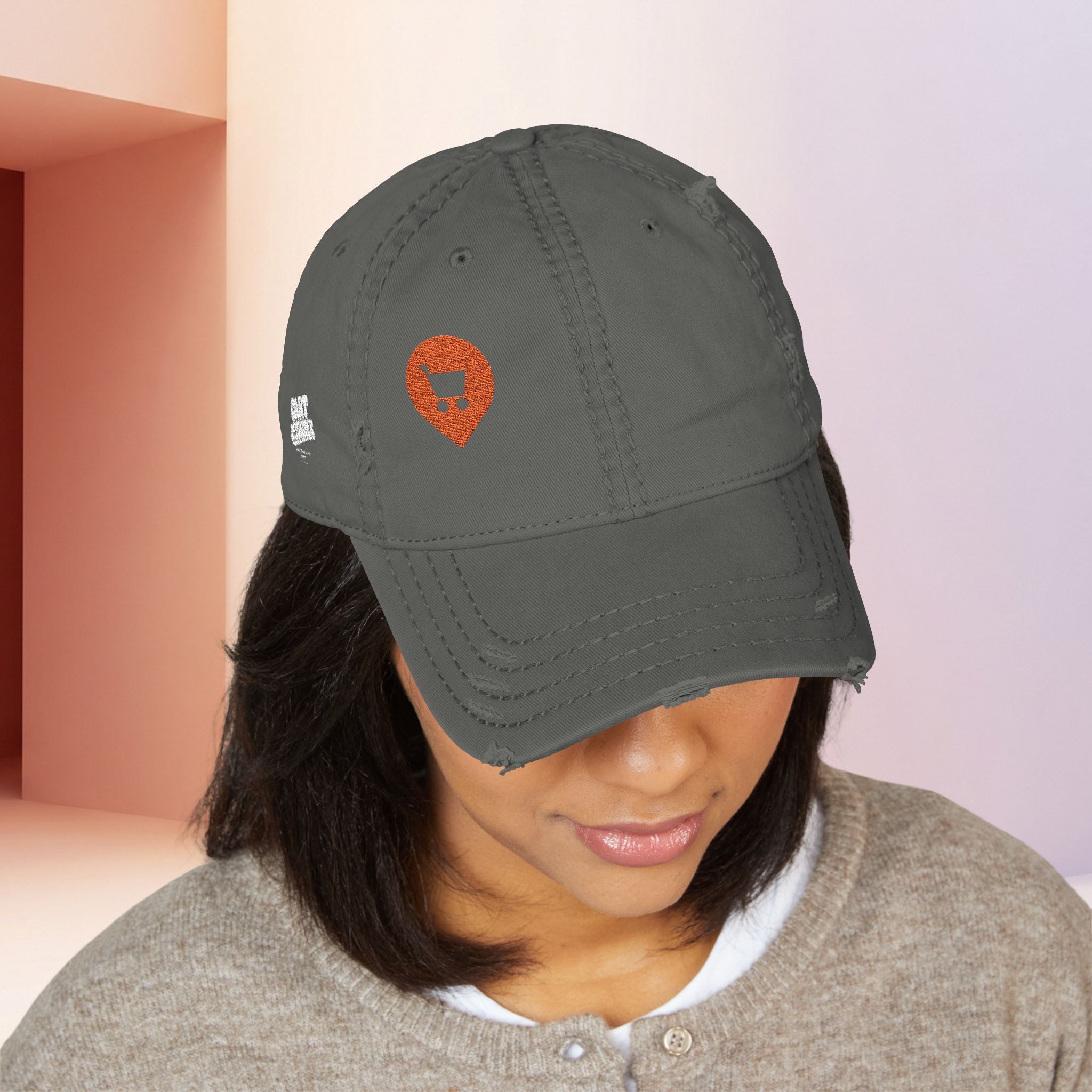 Distressed Embroidered Hat CART returner — Orange Pin & “Worn in Public”