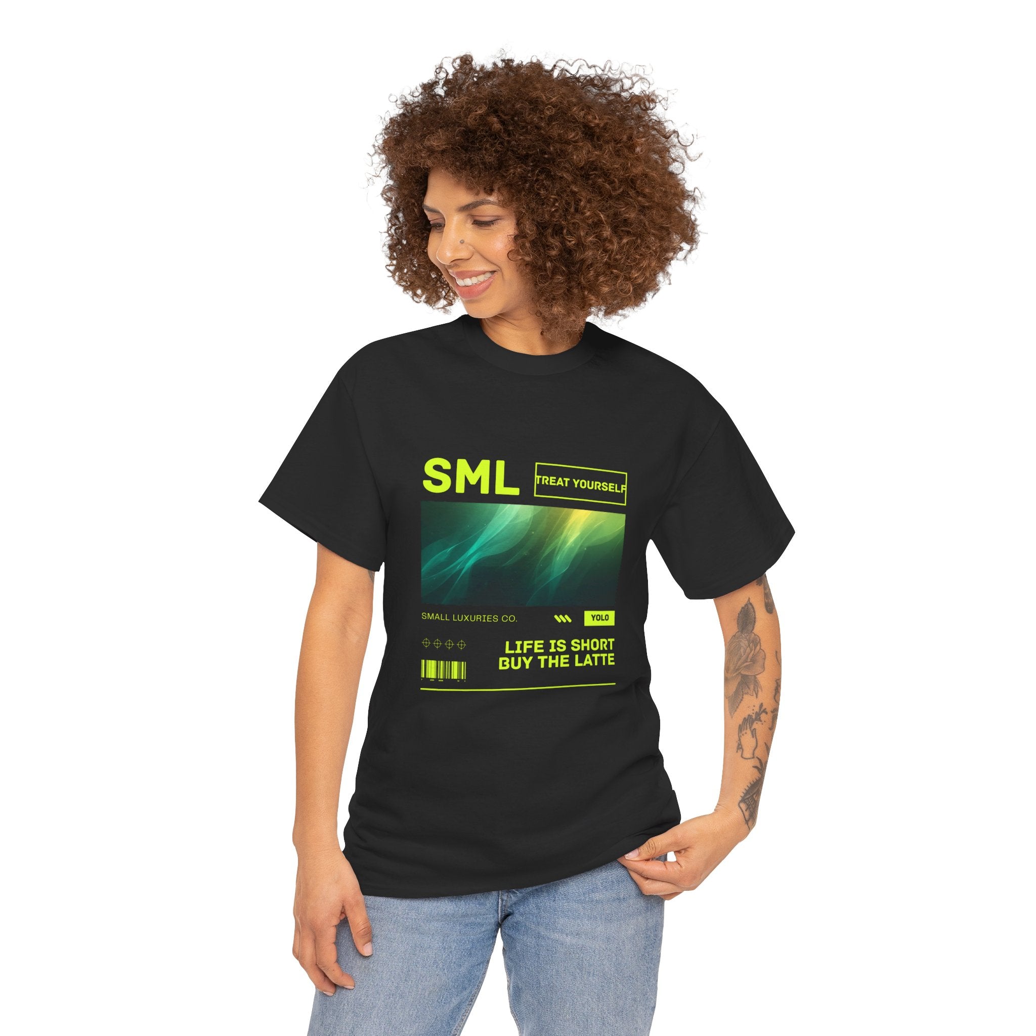 Luxuries of Life Neon Abstract Wave T-Shirt | Barcode Graphic Tee