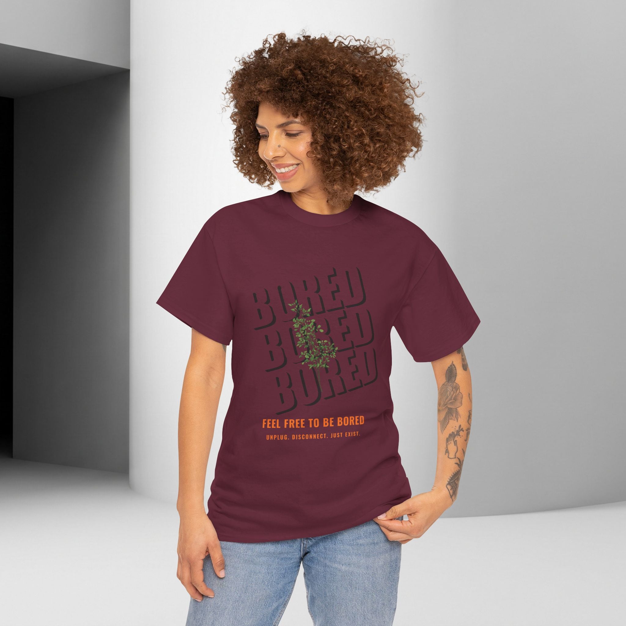 Unisex Botanical Tee — "Feel Free to Be Bored" Graphic T-Shirt