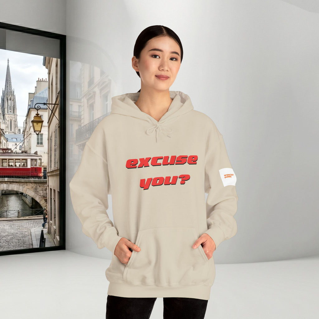 Excuse You? Hoodie | Retro Red Text Graphic Pullover