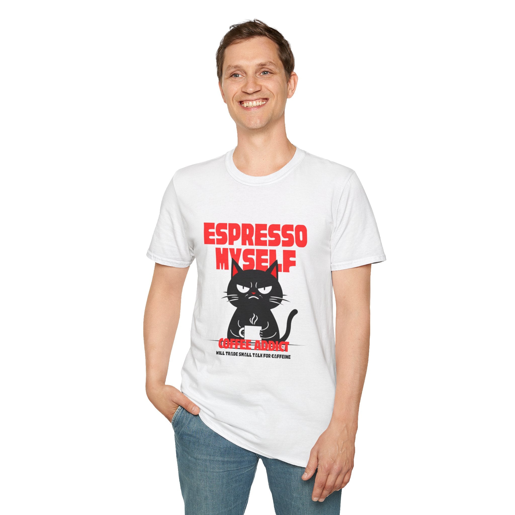 Espresso Myself Cat T-Shirt | Funny Coffee Addict Graphic Tee