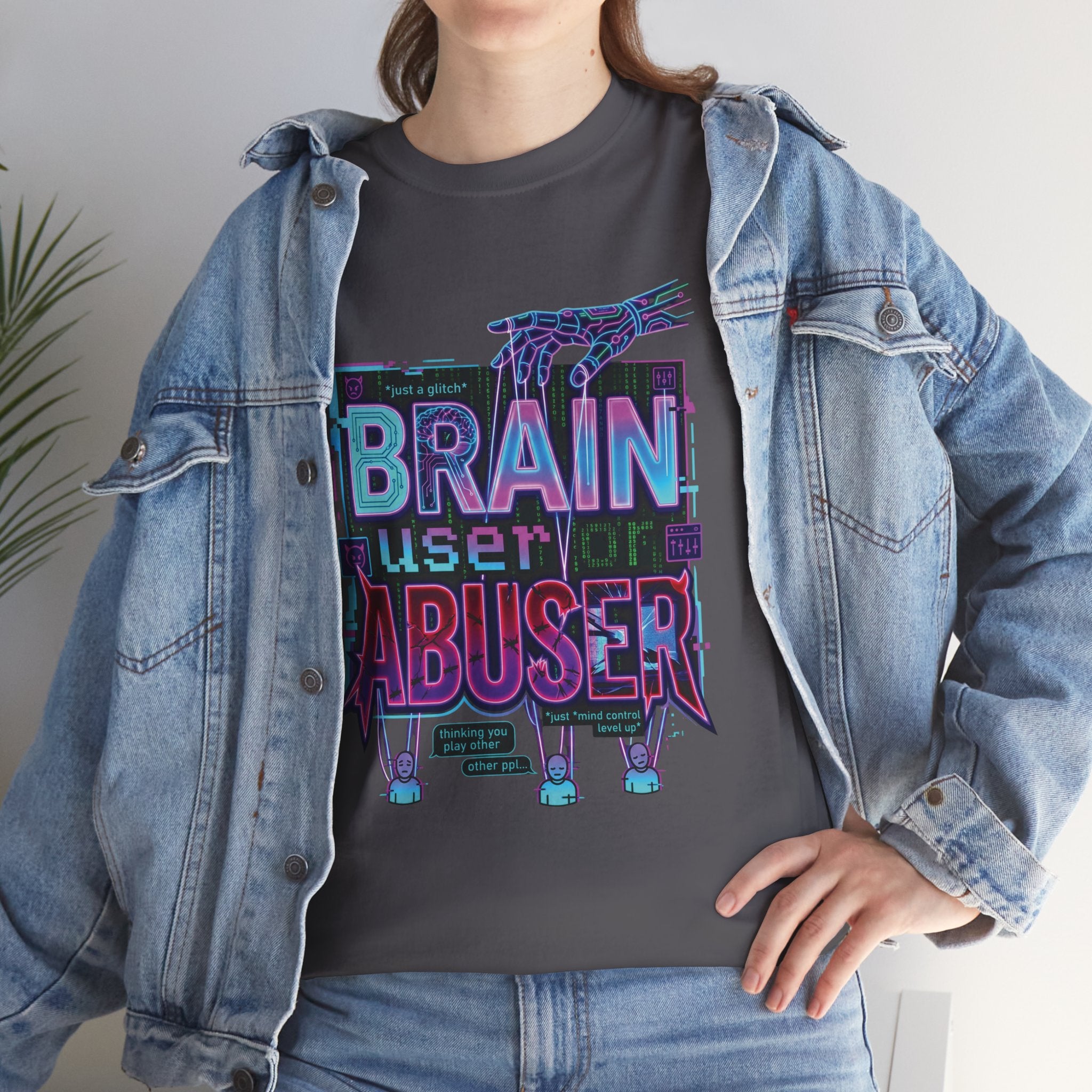 Brain User or Abuser GEN Z Unisex Tee — Retro Cyberpunk "Use Your Brain" Graphic T-Shirt
