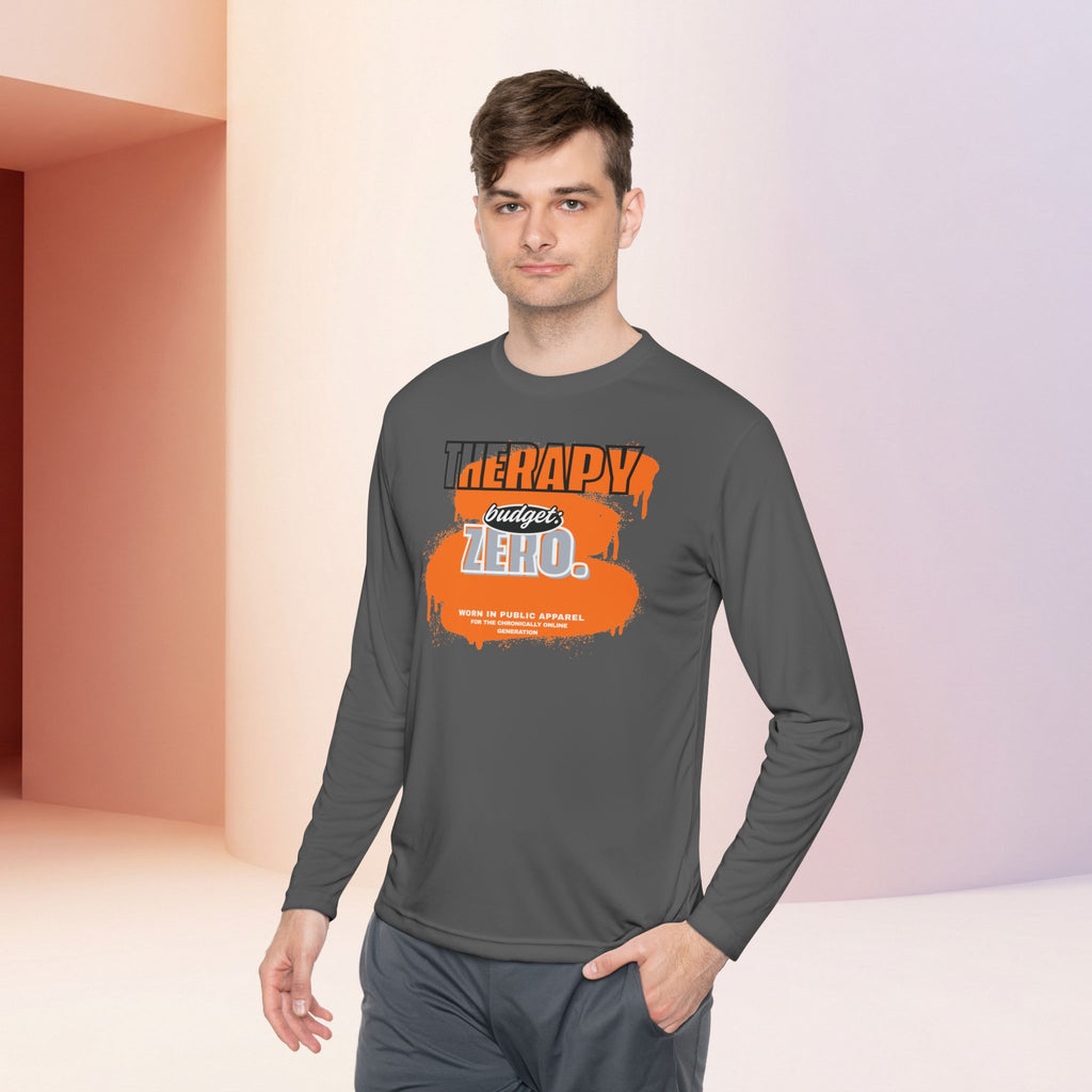 Therapy Budget Zero Long Sleeve Tee | Funny Mental Health Humor Shirt