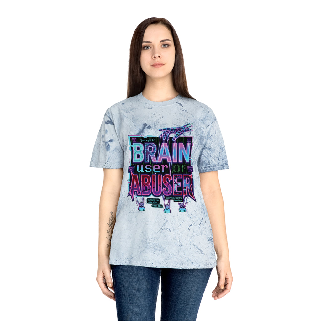 Brain User or Abuser GEN Z Premium Washed Graphic Tee — Retro Vaporwave 'Use Your Brain' Tie-Dye Shirt