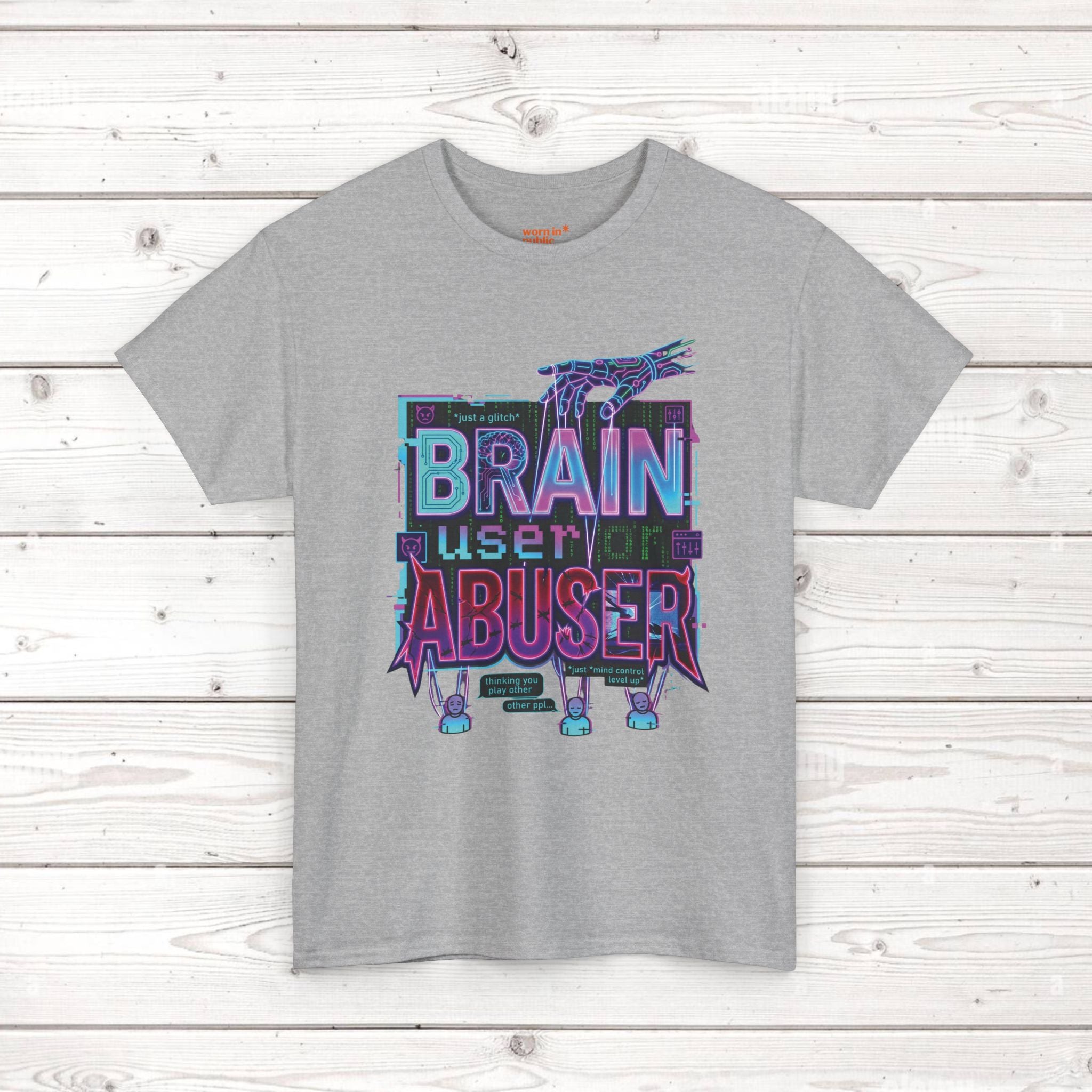 Brain User or Abuser GEN Z Unisex Tee — Retro Cyberpunk "Use Your Brain" Graphic T-Shirt