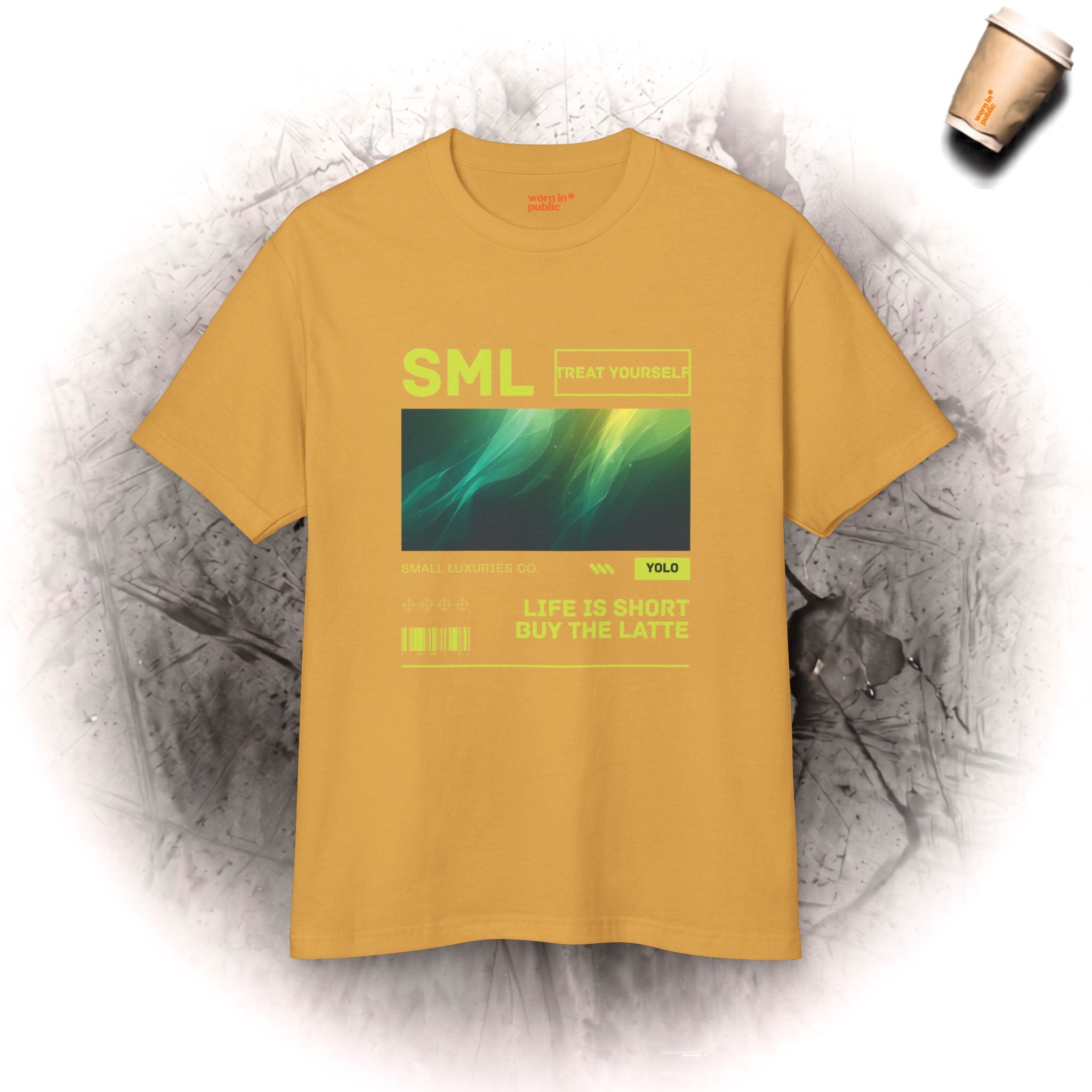 Luxuries of Life Neon Abstrakte Wellen-T-Shirt | Barcode-Grafik-T-Shirt