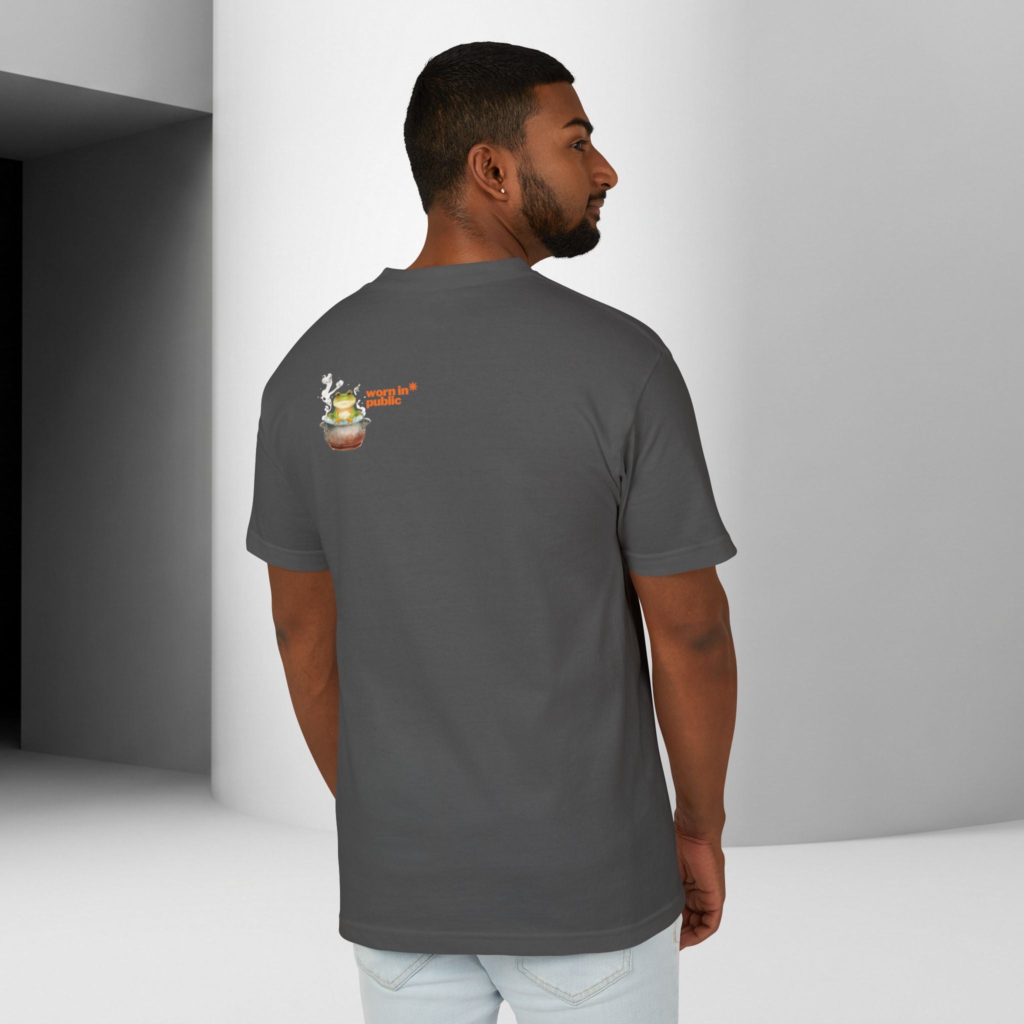 Graphic Unisex Tee — 'We Are Just The Frog in the Boiling Water' Funny Frog Shirt