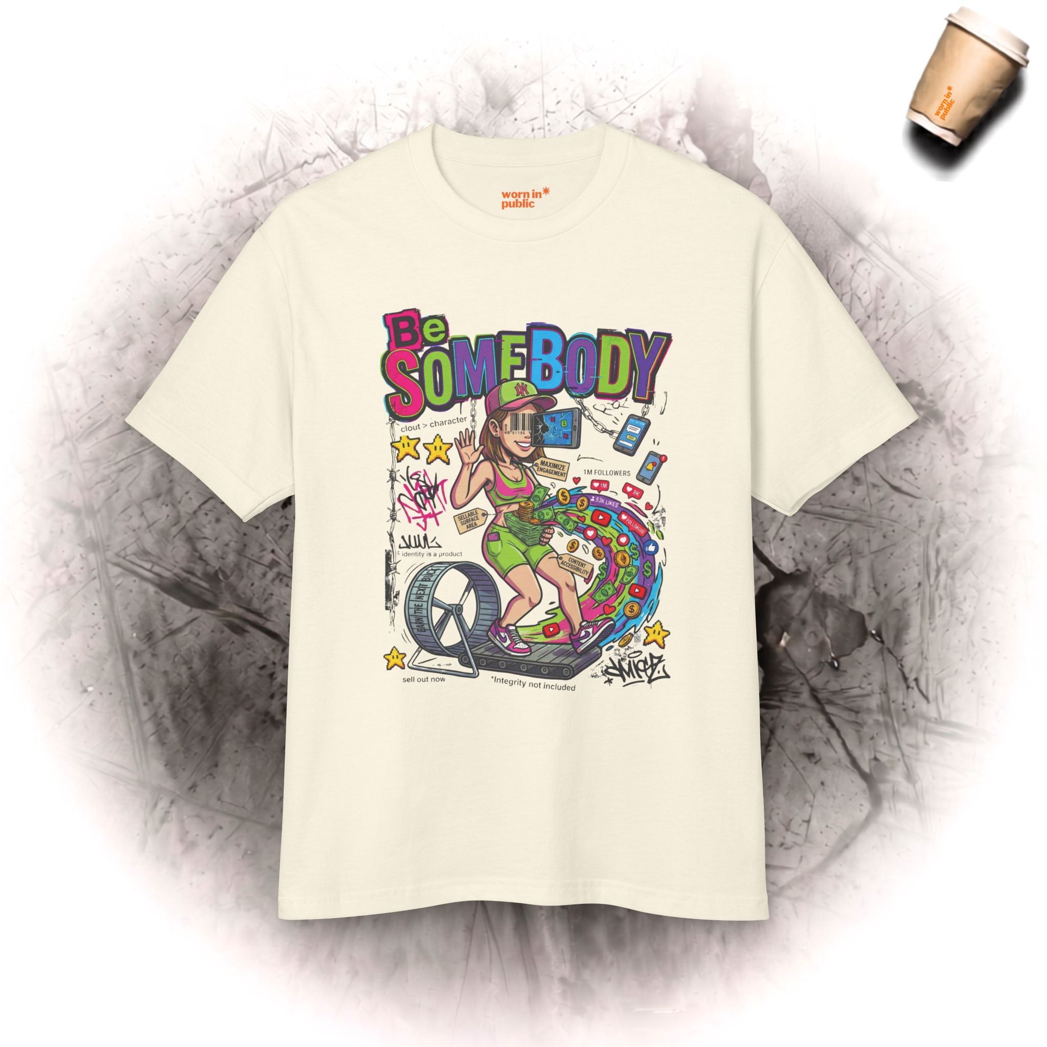 Sei Jemand | Sarkastisches Cartoon-T-Shirt für Damen im Vintage-Stil