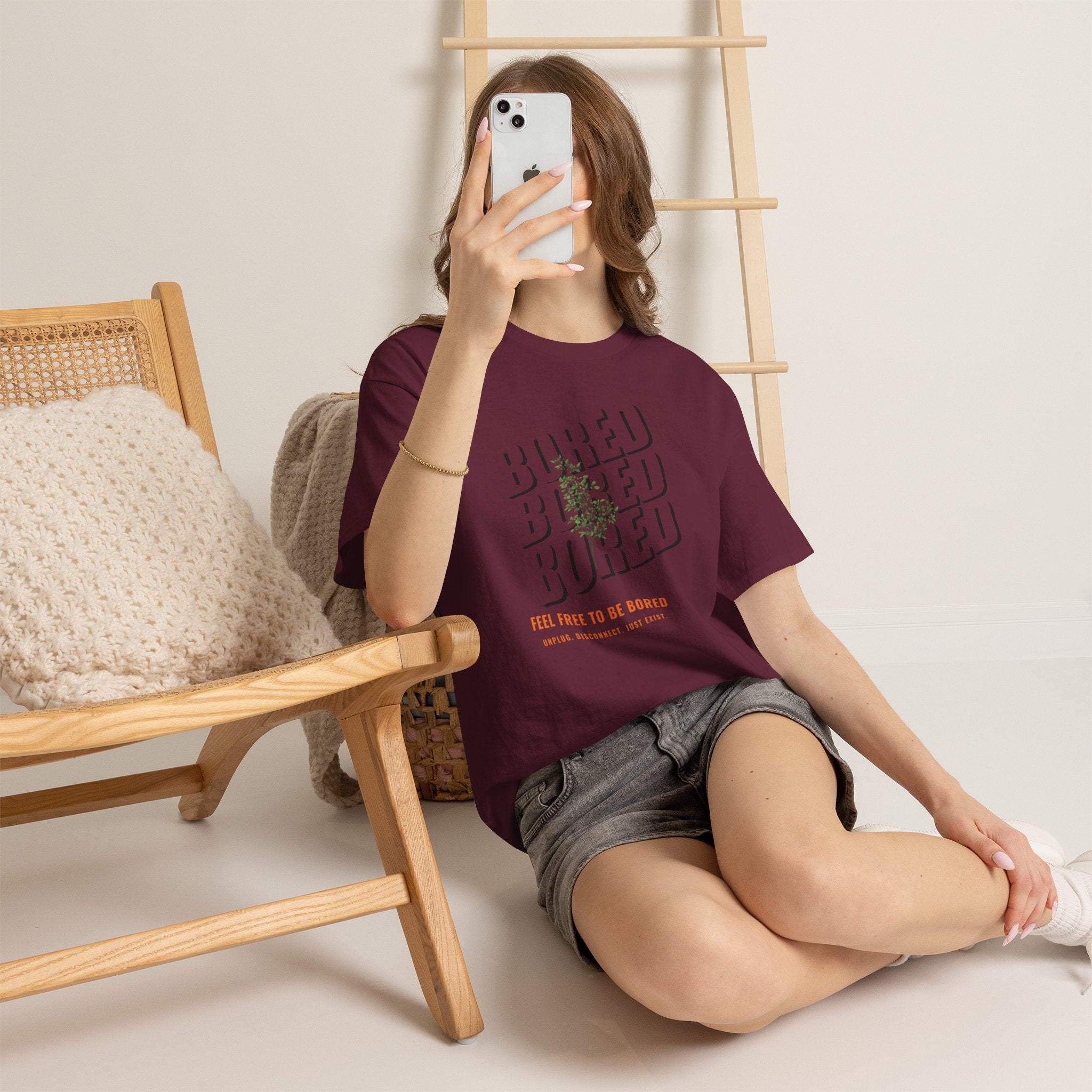 Unisex Botanical Tee — "Feel Free to Be Bored" Graphic T-Shirt