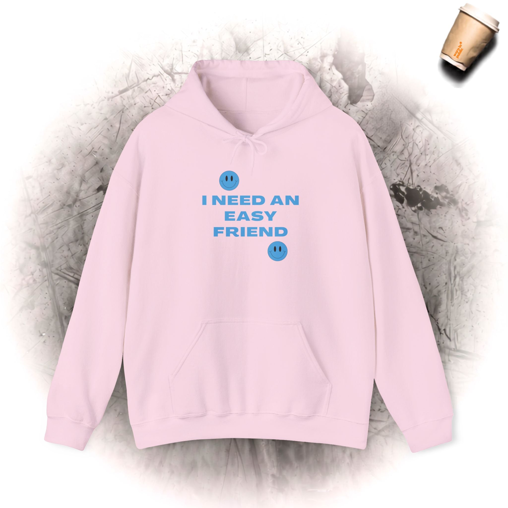 Ich brauche einen Easy Friend Damen-Kapuzenpullover | Minimalistisches süßes blaues Sweatshirt mit Knopf-Grafik