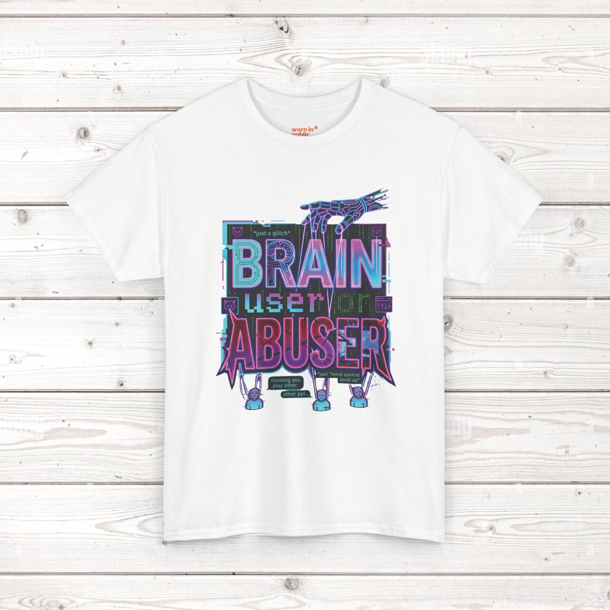 Brain User or Abuser GEN Z Unisex Tee — Retro Cyberpunk "Use Your Brain" Graphic T-Shirt
