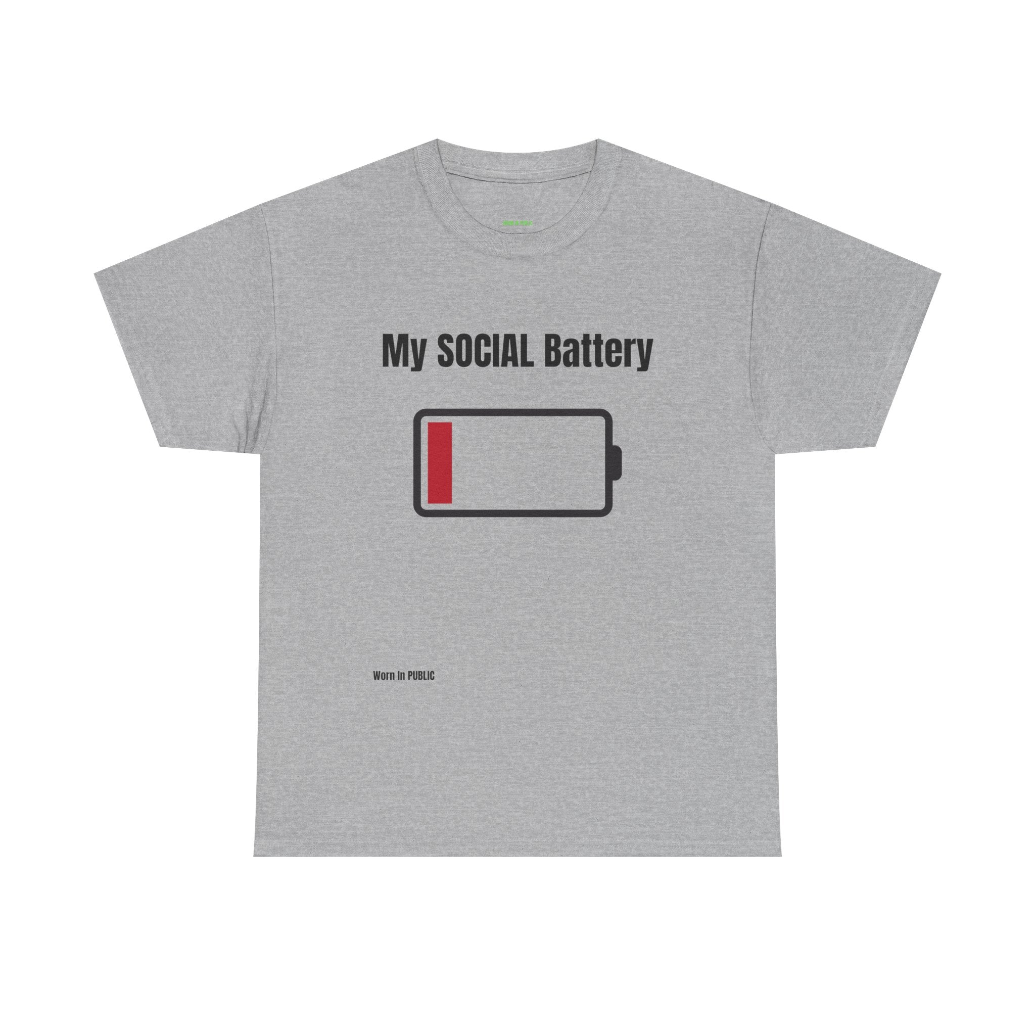 Low Battery Social Battery T-Shirt | Funny Introvert Graphic Tee