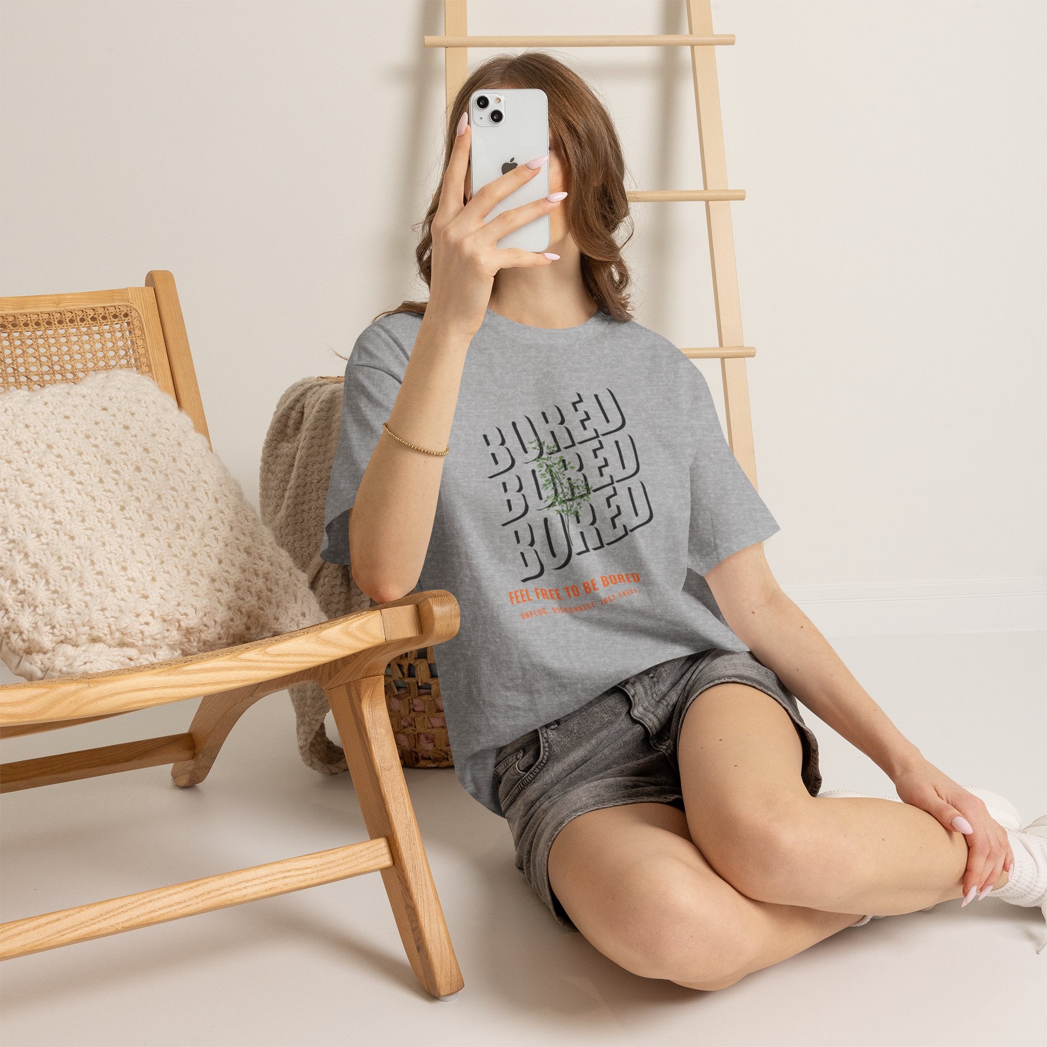 Unisex Botanical Tee — "Feel Free to Be Bored" Graphic T-Shirt