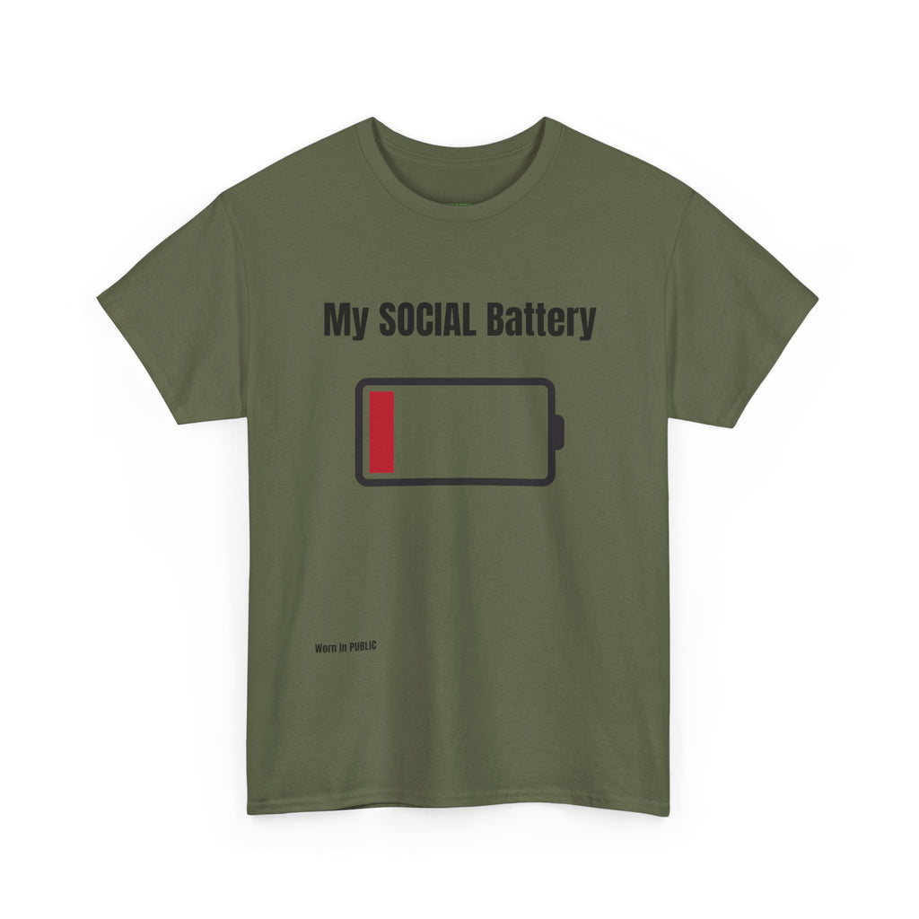 Low Battery Social Battery T-Shirt | Funny Introvert Graphic Tee