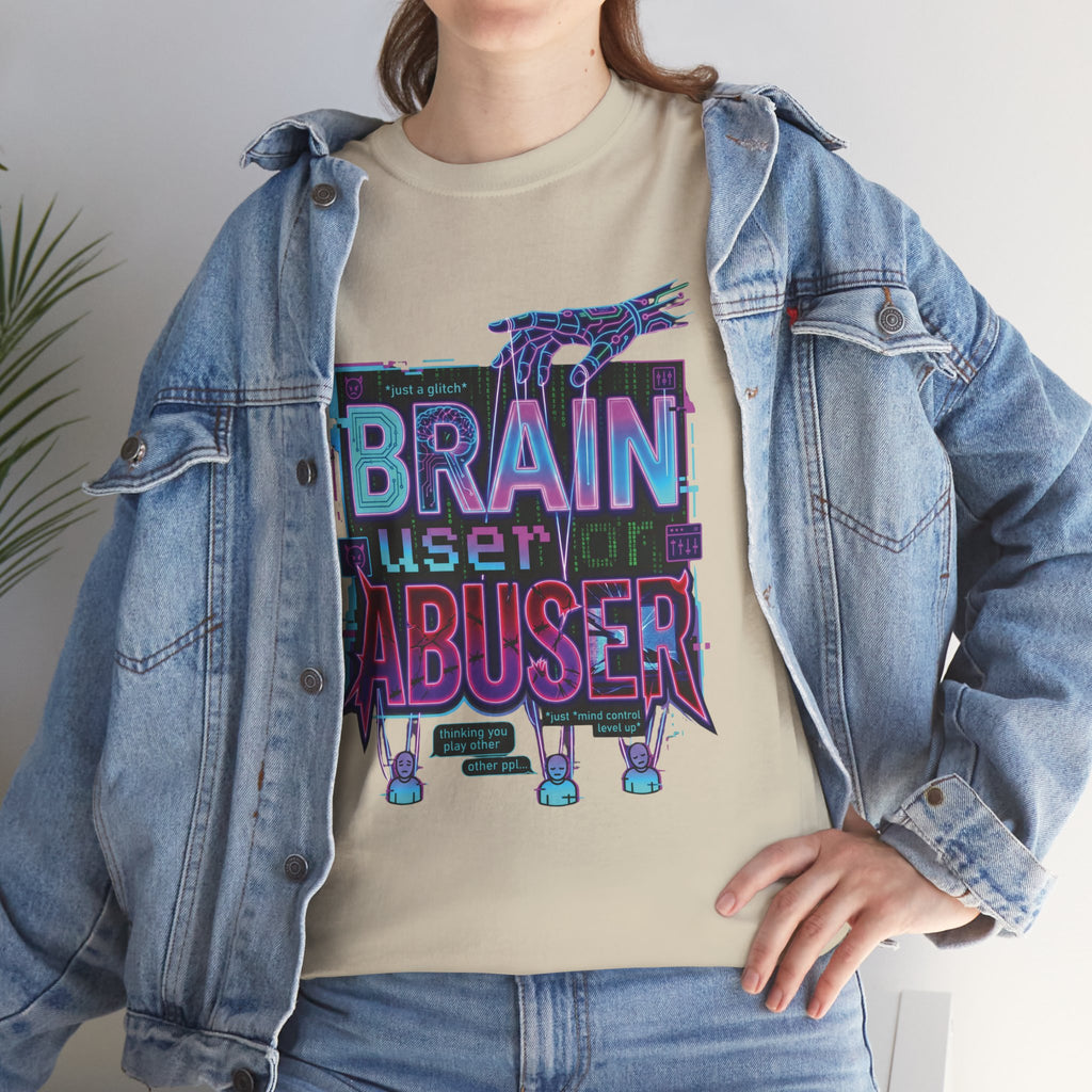 Brain User or Abuser GEN Z Unisex Tee — Retro Cyberpunk "Use Your Brain" Graphic T-Shirt