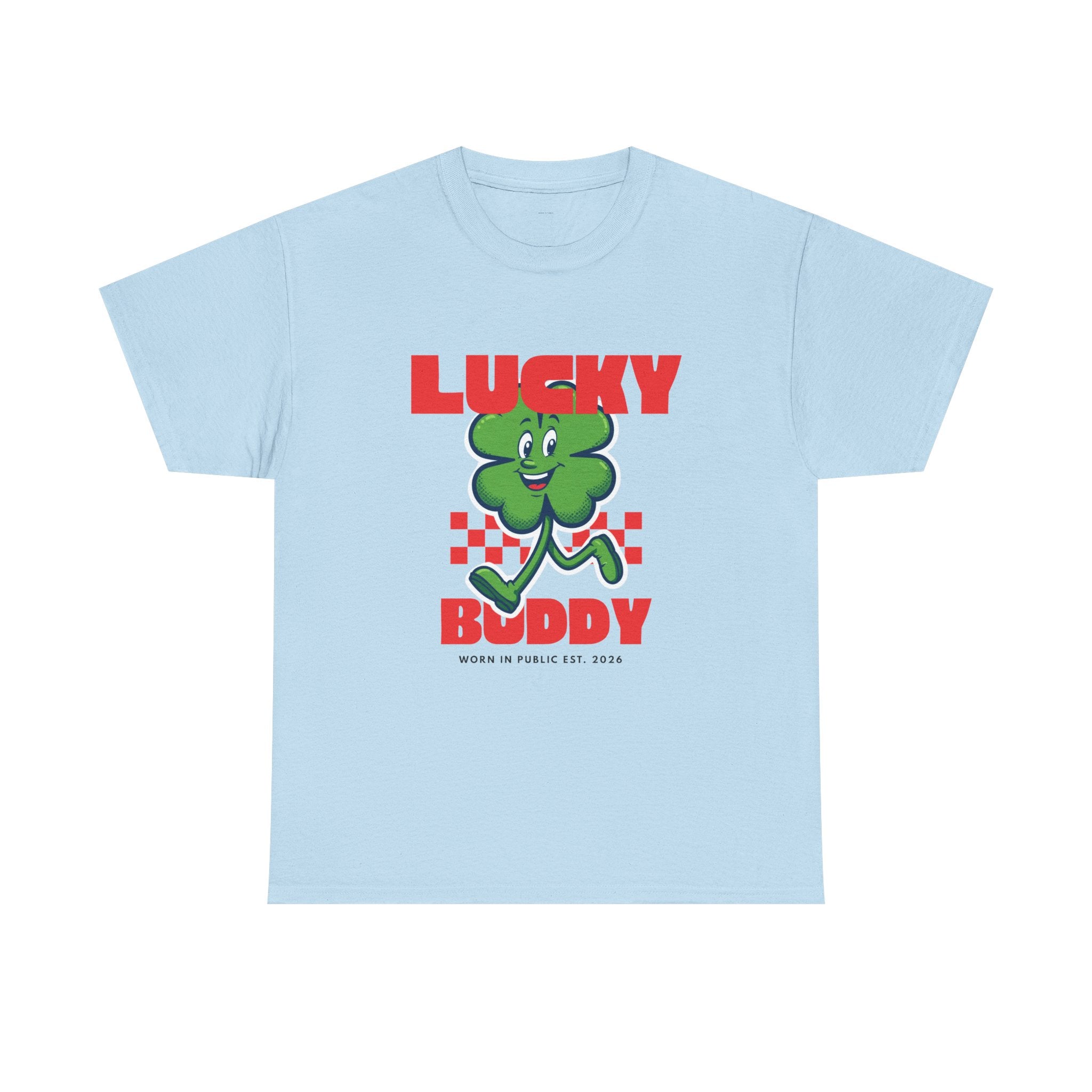 Lucky Buddy Clover T-Shirt | Retro Checker St. Patrick's Day Graphic Tee