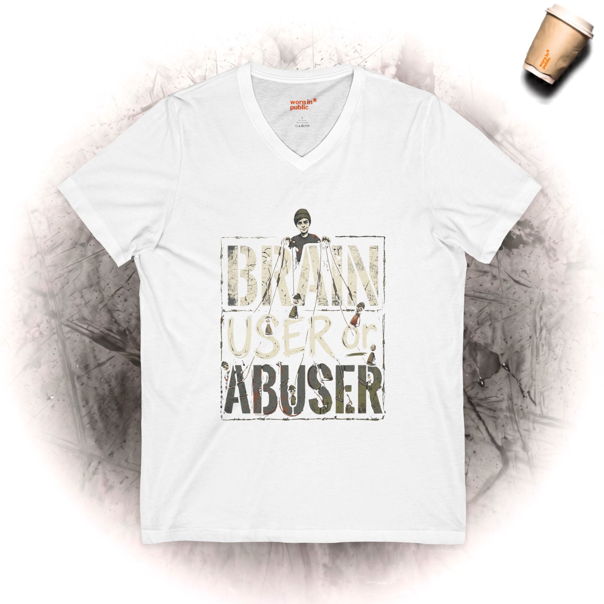 Brain User or Abuser Mens V-Neck Tee — Choose to See Graphic Awareness Shirt