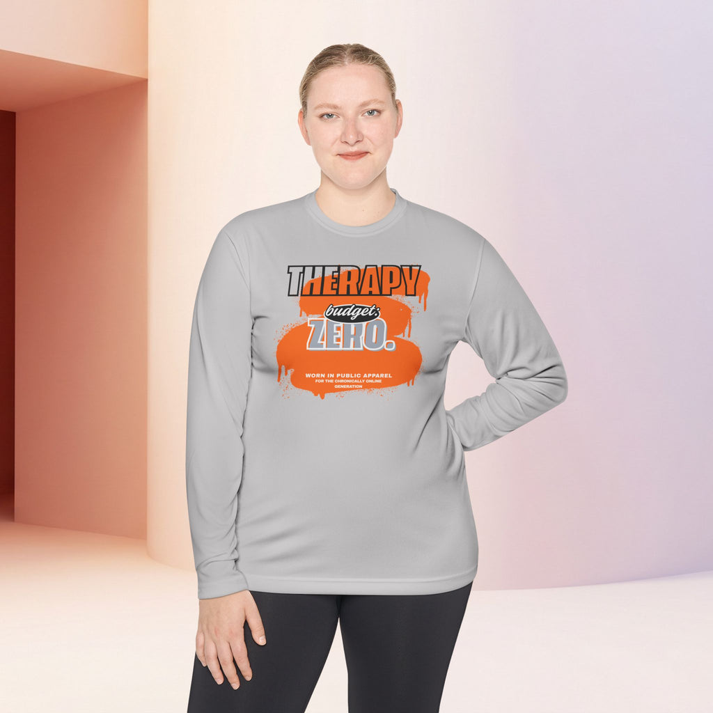 Therapy Budget Zero Long Sleeve Tee | Funny Mental Health Humor Shirt