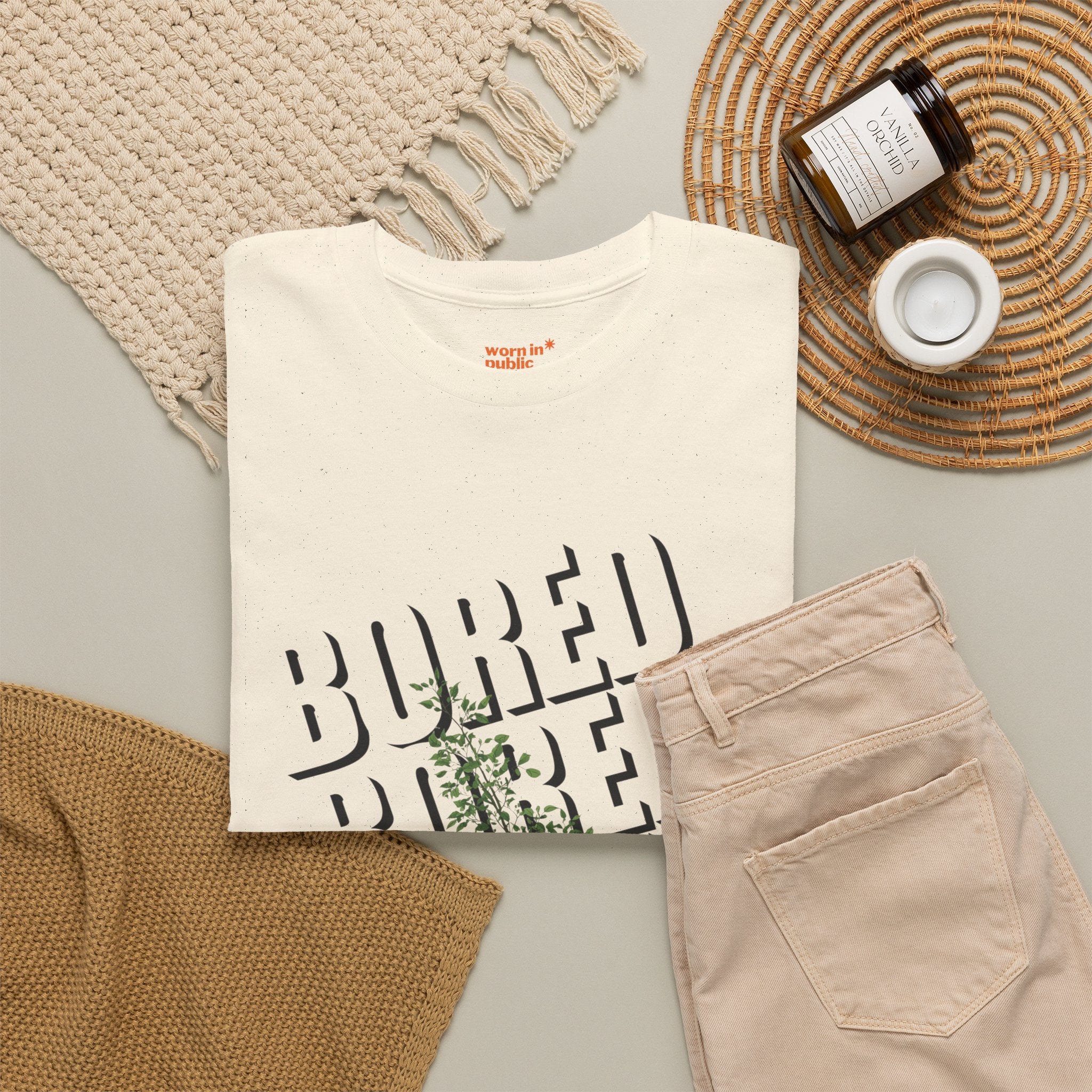 Unisex Botanical Tee — "Feel Free to Be Bored" Graphic T-Shirt
