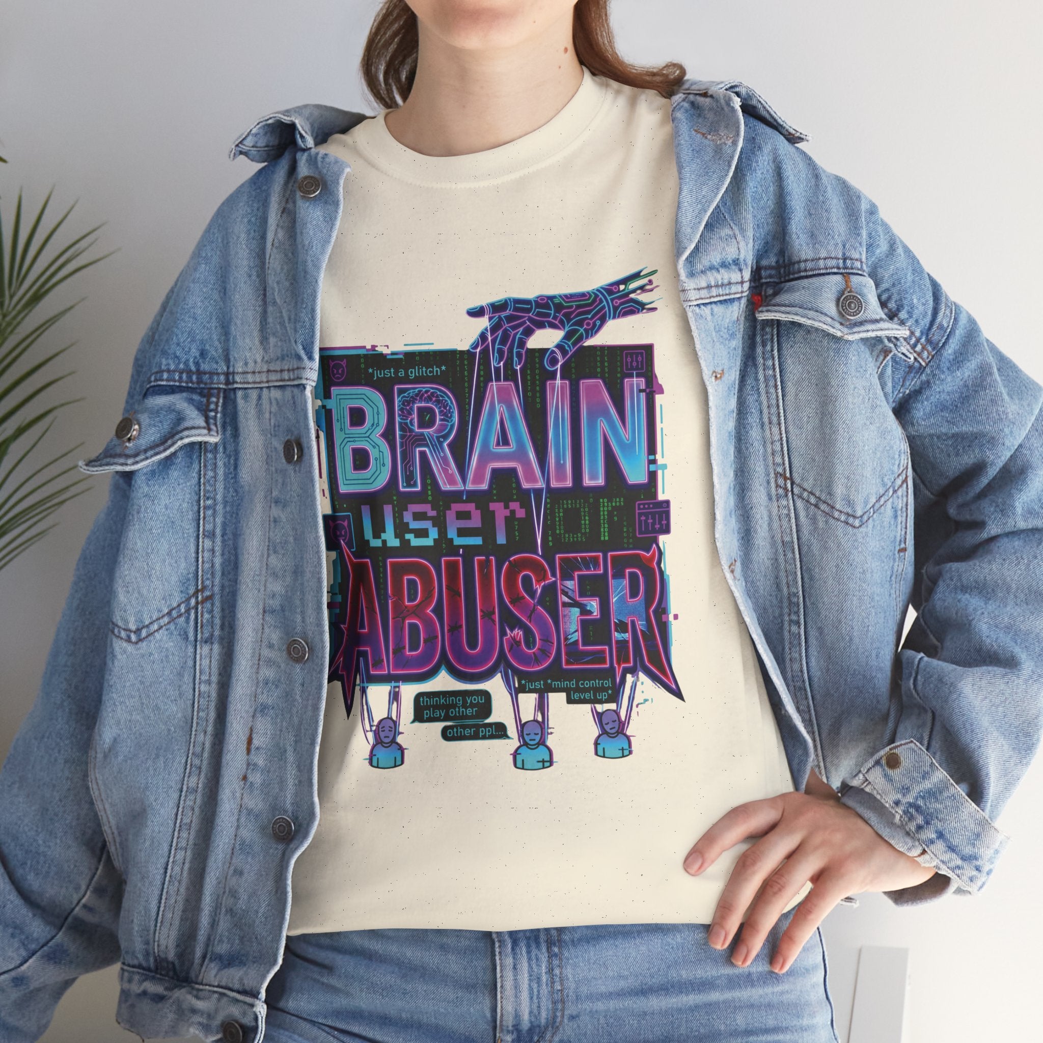Brain User or Abuser GEN Z Unisex Tee — Retro Cyberpunk "Use Your Brain" Graphic T-Shirt